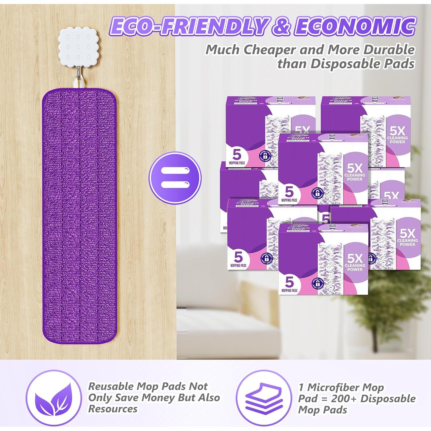 4 Almohadillas Reutilizables Microfibra BPAWA 15" para Mopa