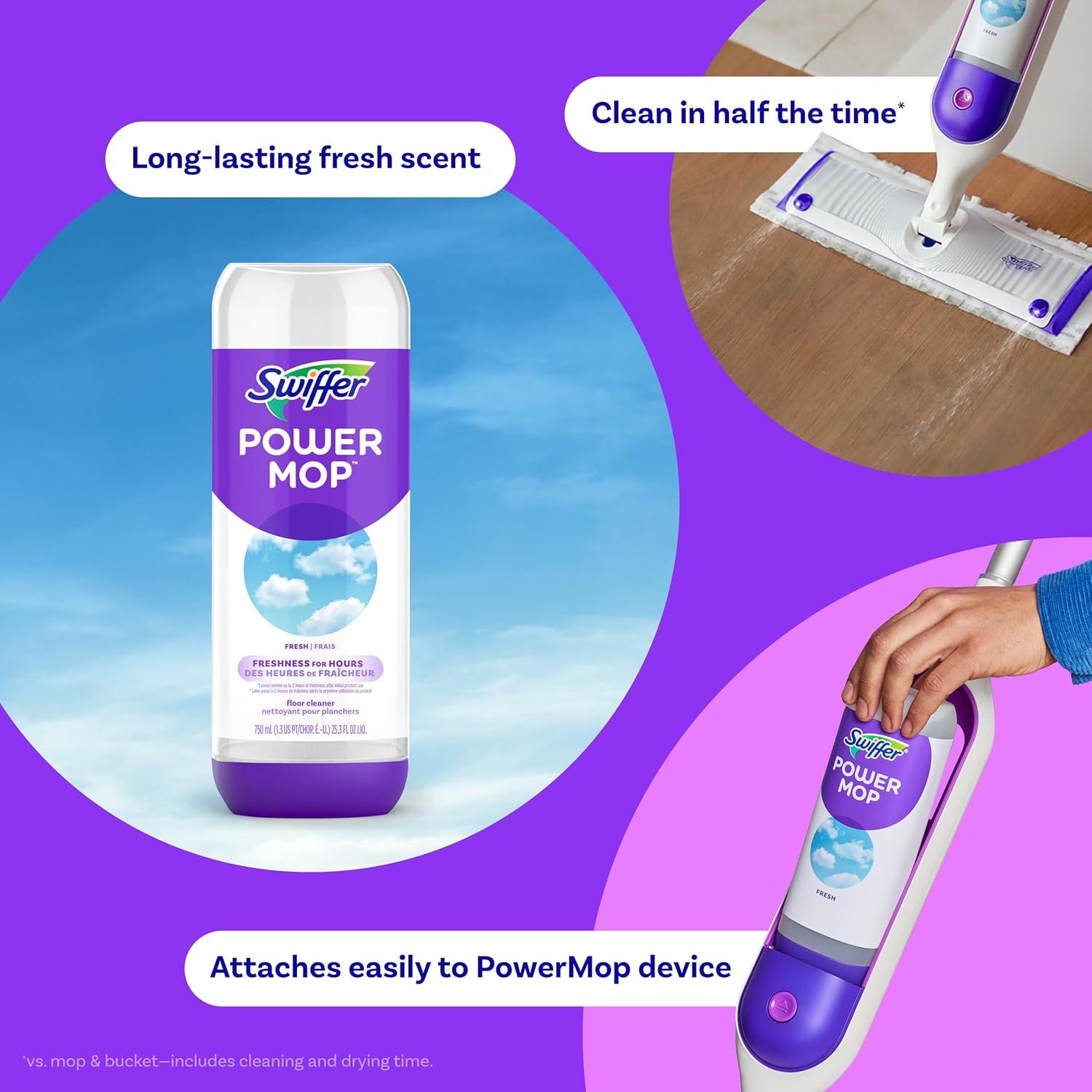 Limpiador de pisos Swiffer PowerMop 748 ml - Aroma fresco, 2 paquetes