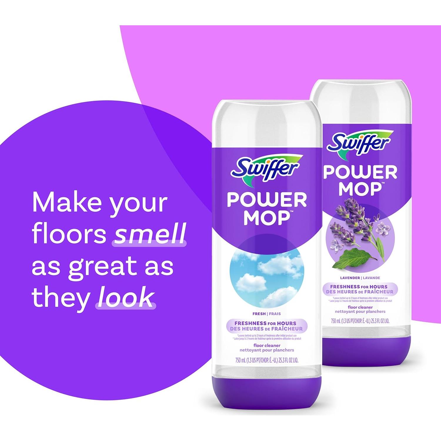 Limpiador de pisos Swiffer PowerMop 748 ml - Aroma fresco, 2 paquetes