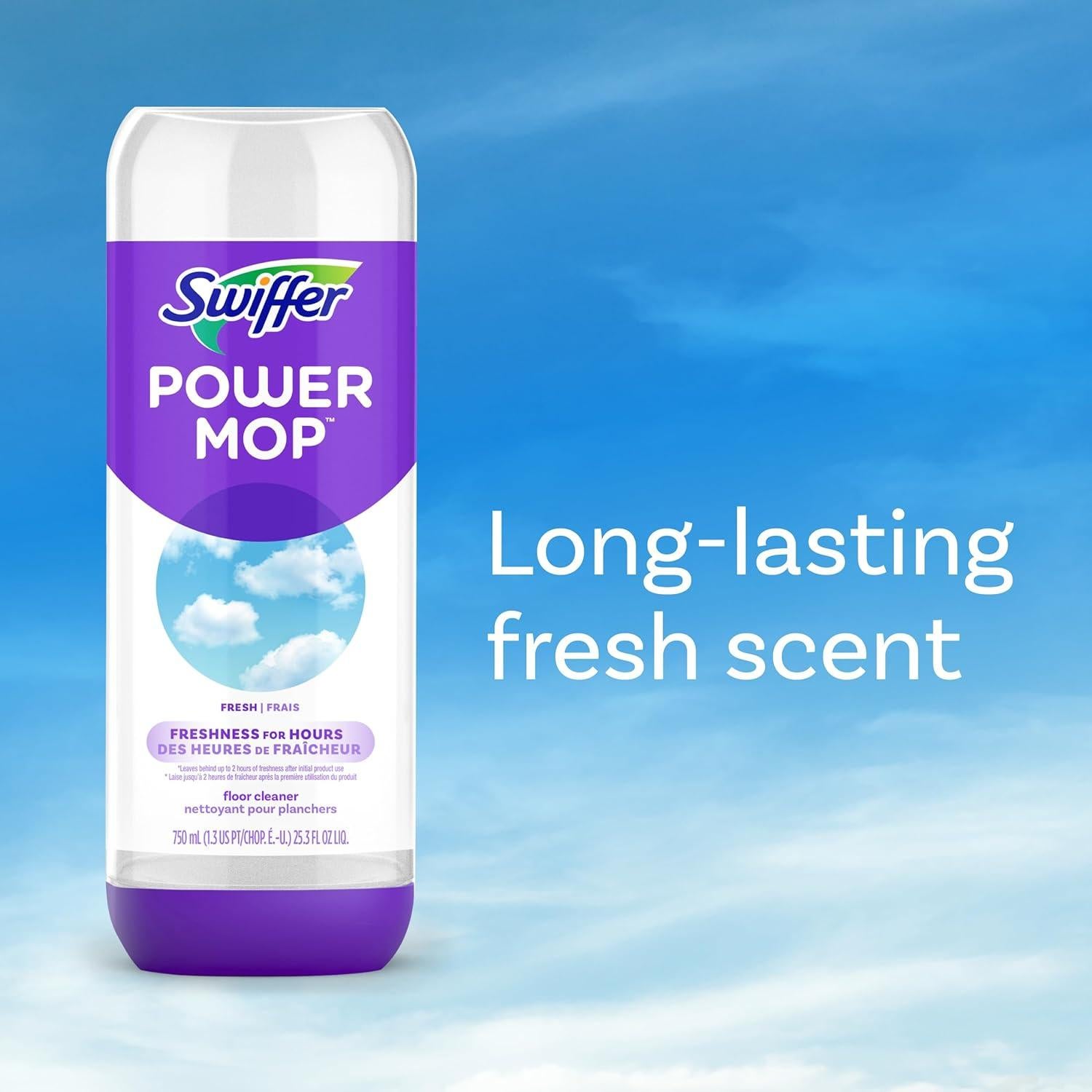 Limpiador de pisos Swiffer PowerMop 748 ml - Aroma fresco, 2 paquetes