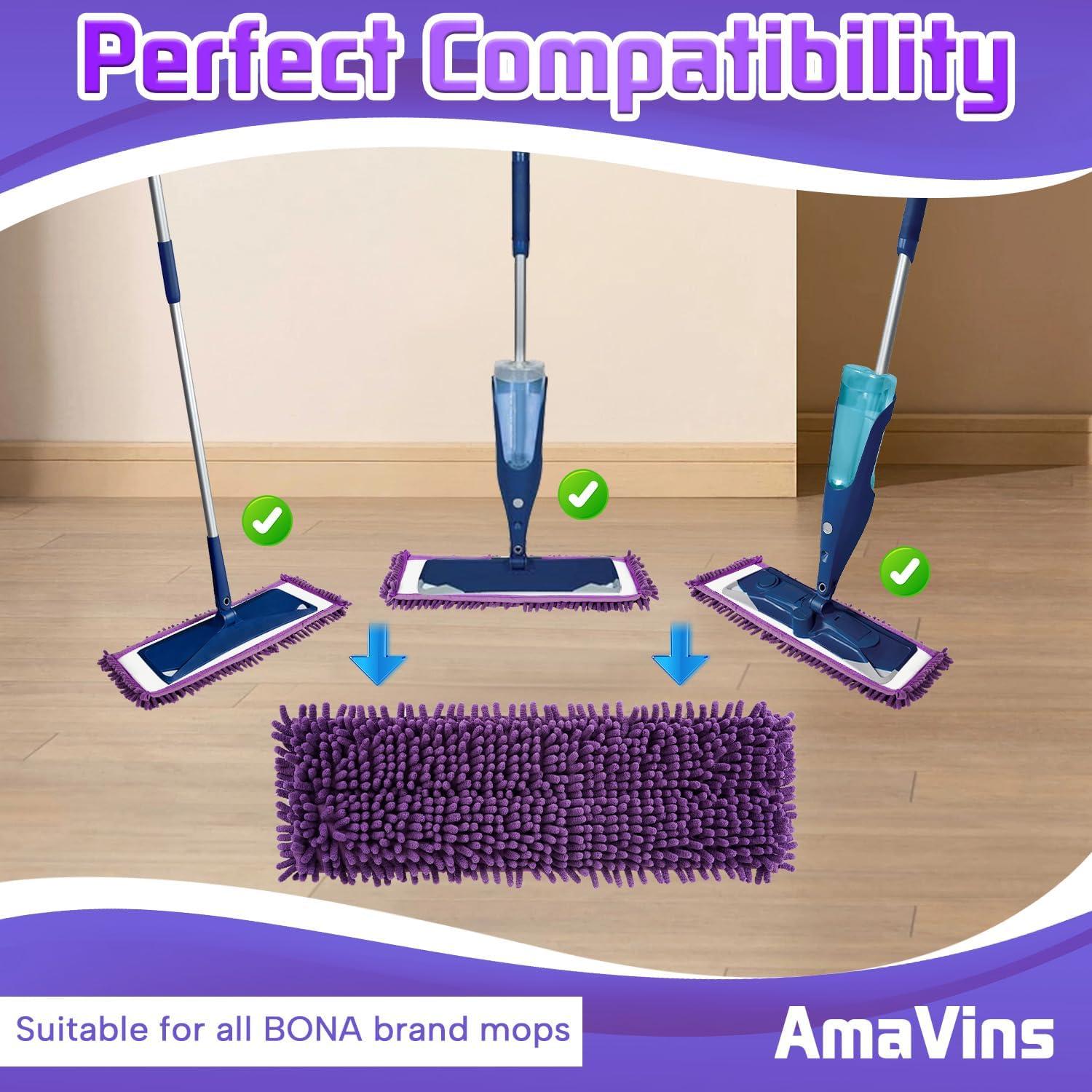 Almohadillas de Microfibra Reutilizables AmaVins para Trapeador Bona - Paquete de 2