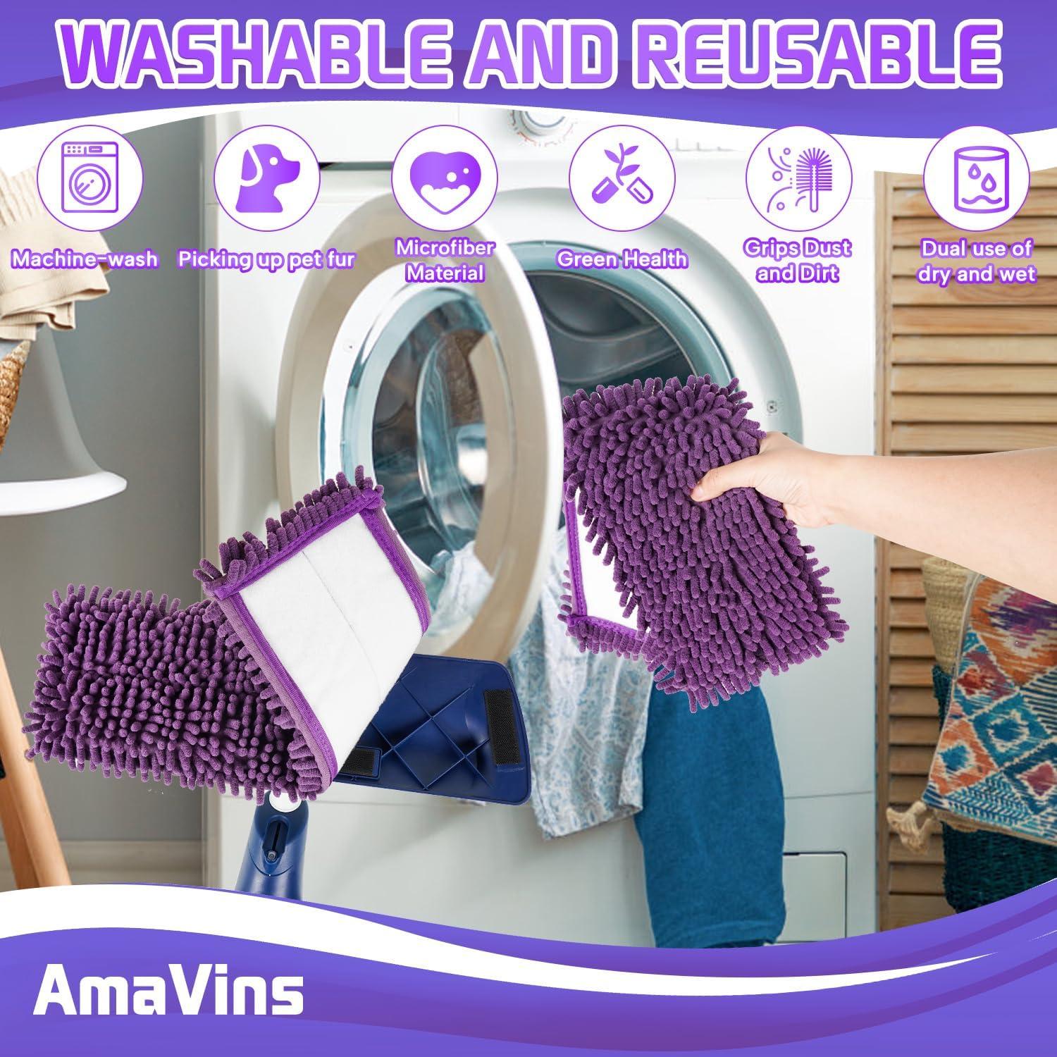 Almohadillas de Microfibra Reutilizables AmaVins para Trapeador Bona - Paquete de 2