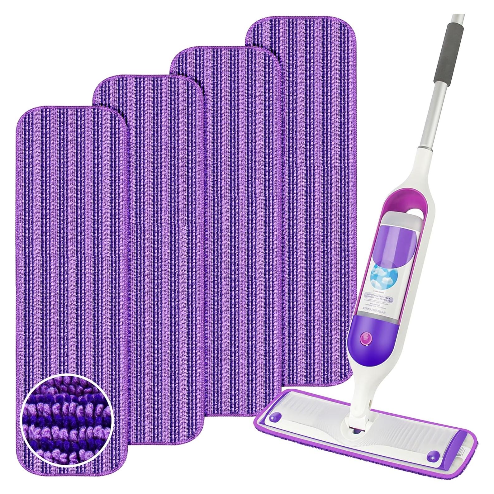 Recargas de Mopa Reutilizables Moradas para Swiffer Power Mop - 4 Paños de Microfibra 38 cm