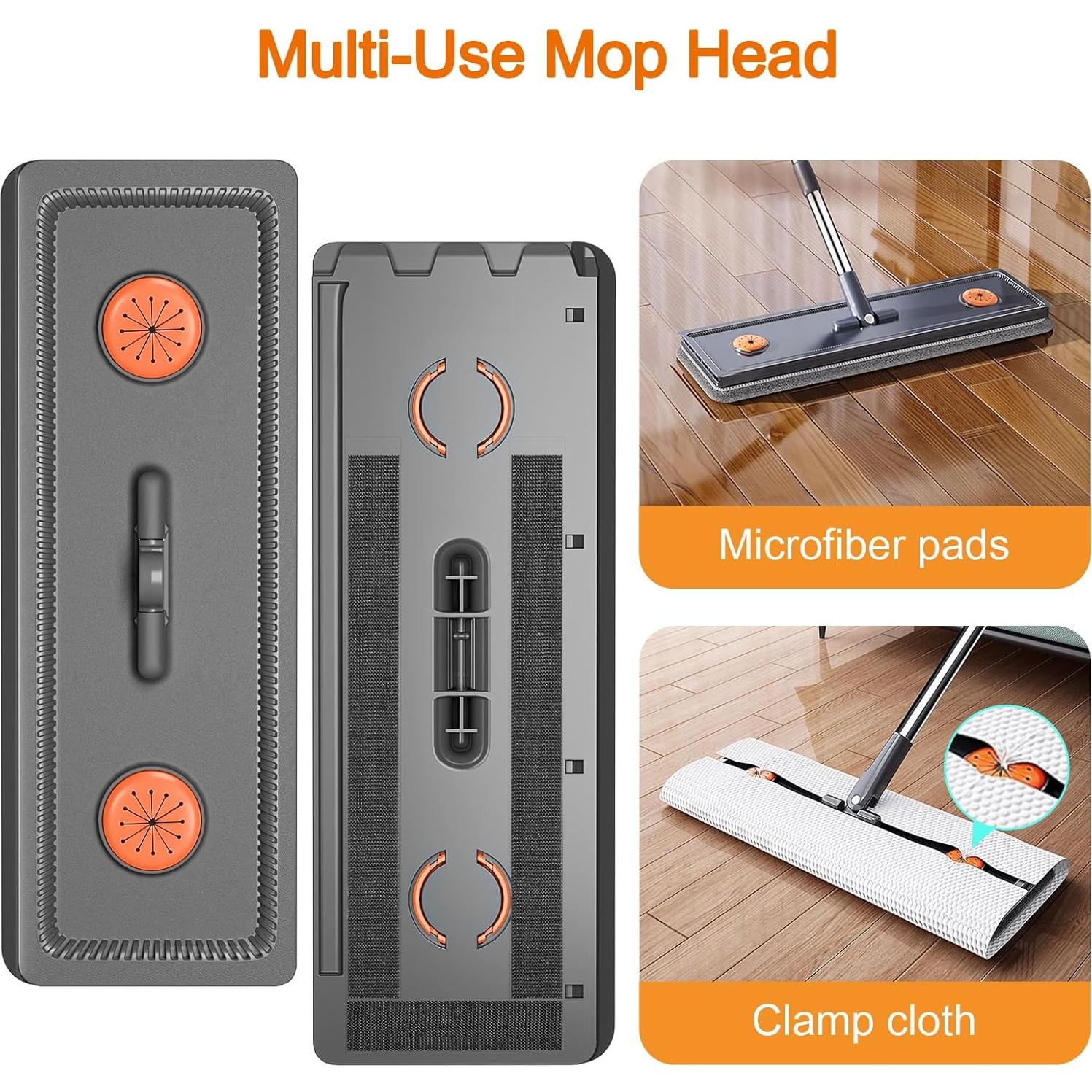 Juego de trapeador y cubo JUDRDO 155 cm con 4 almohadillas