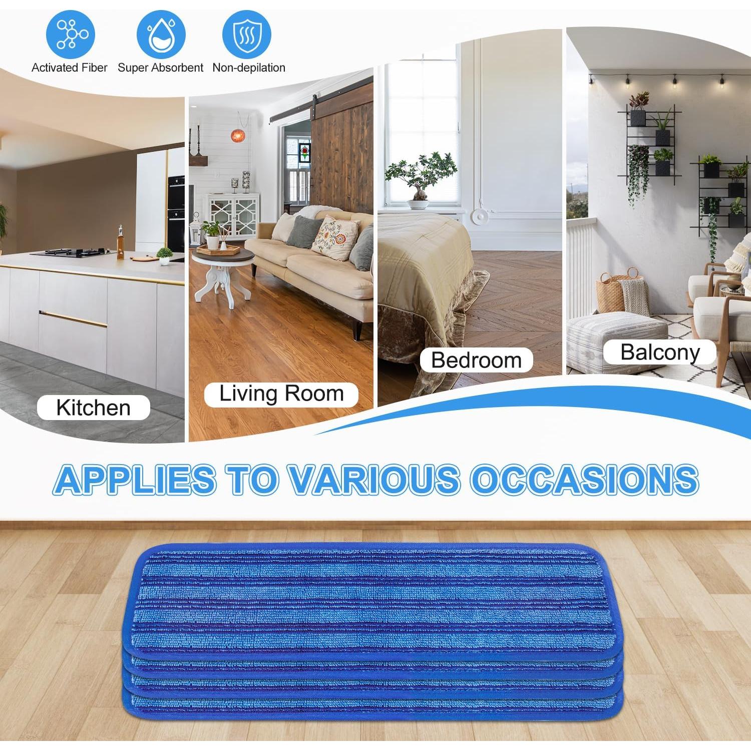 Paquete de 4 Almohadillas Reutilizables Swiffer Power Mop 38x12cm