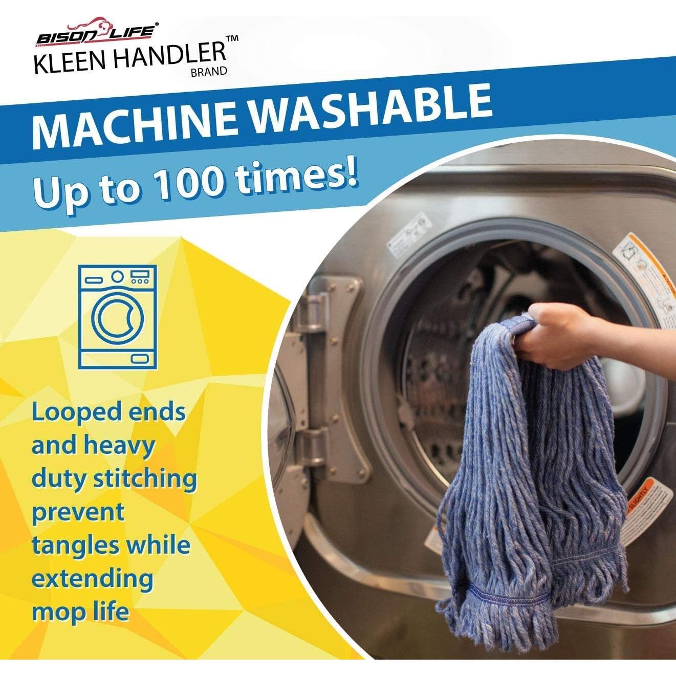 Mop KLEEN HANDLER Heavy Duty Reemplazo Algodón Azul Paquete 3