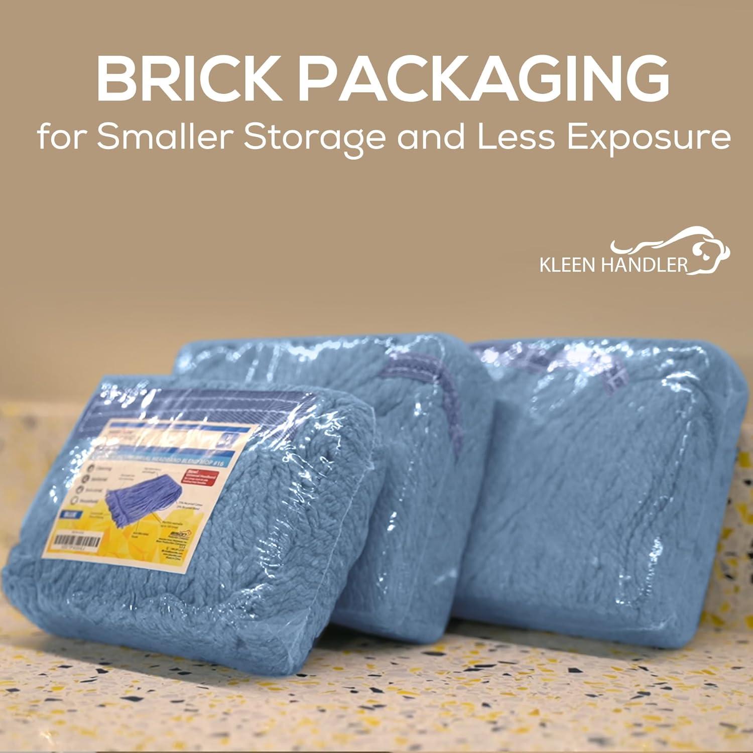 Mop KLEEN HANDLER Heavy Duty Reemplazo Algodón Azul Paquete 3