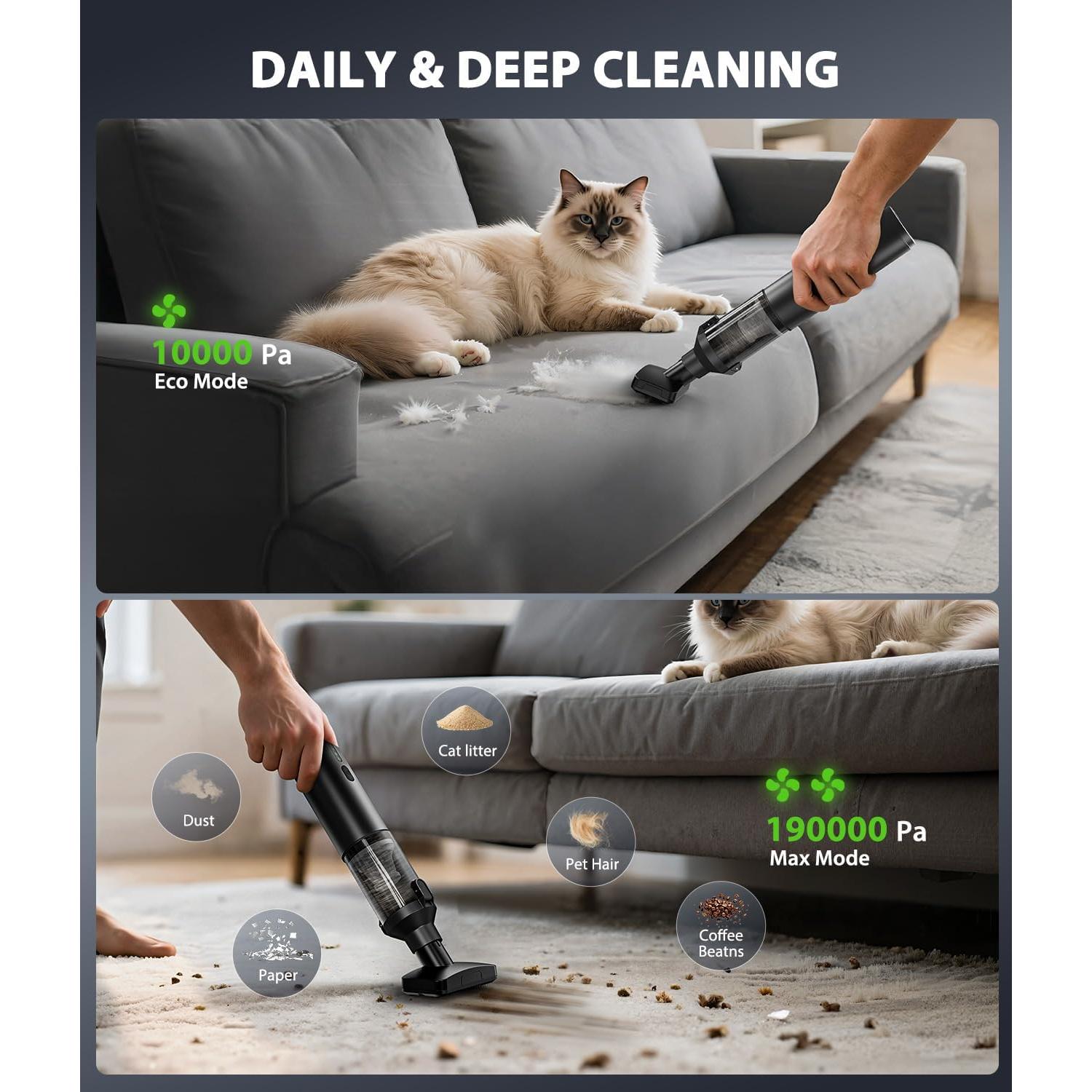 Aspiradora de Coche Portátil Voice-tank 4 en 1 16800Pa