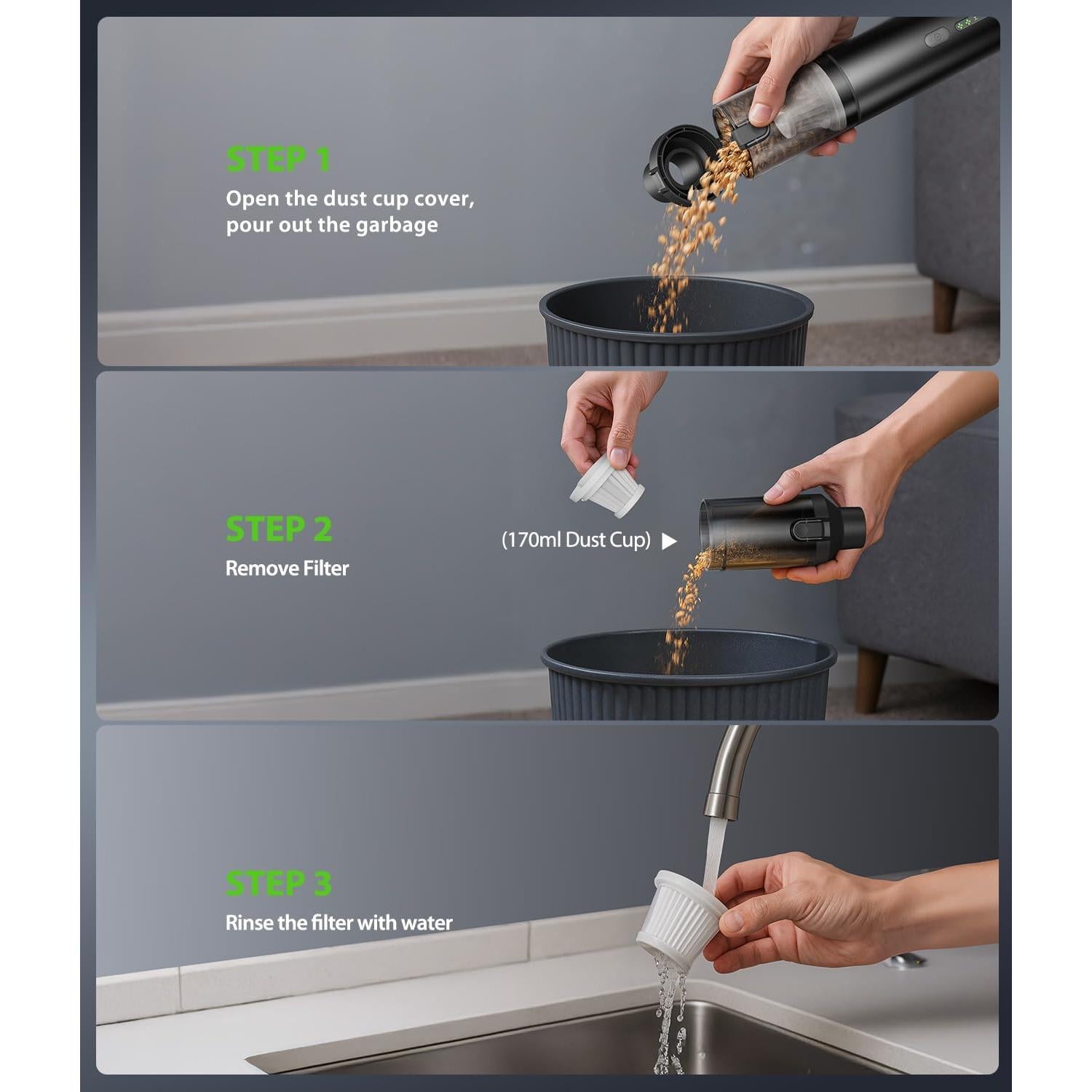 Aspiradora de Coche Portátil Voice-tank 4 en 1 16800Pa