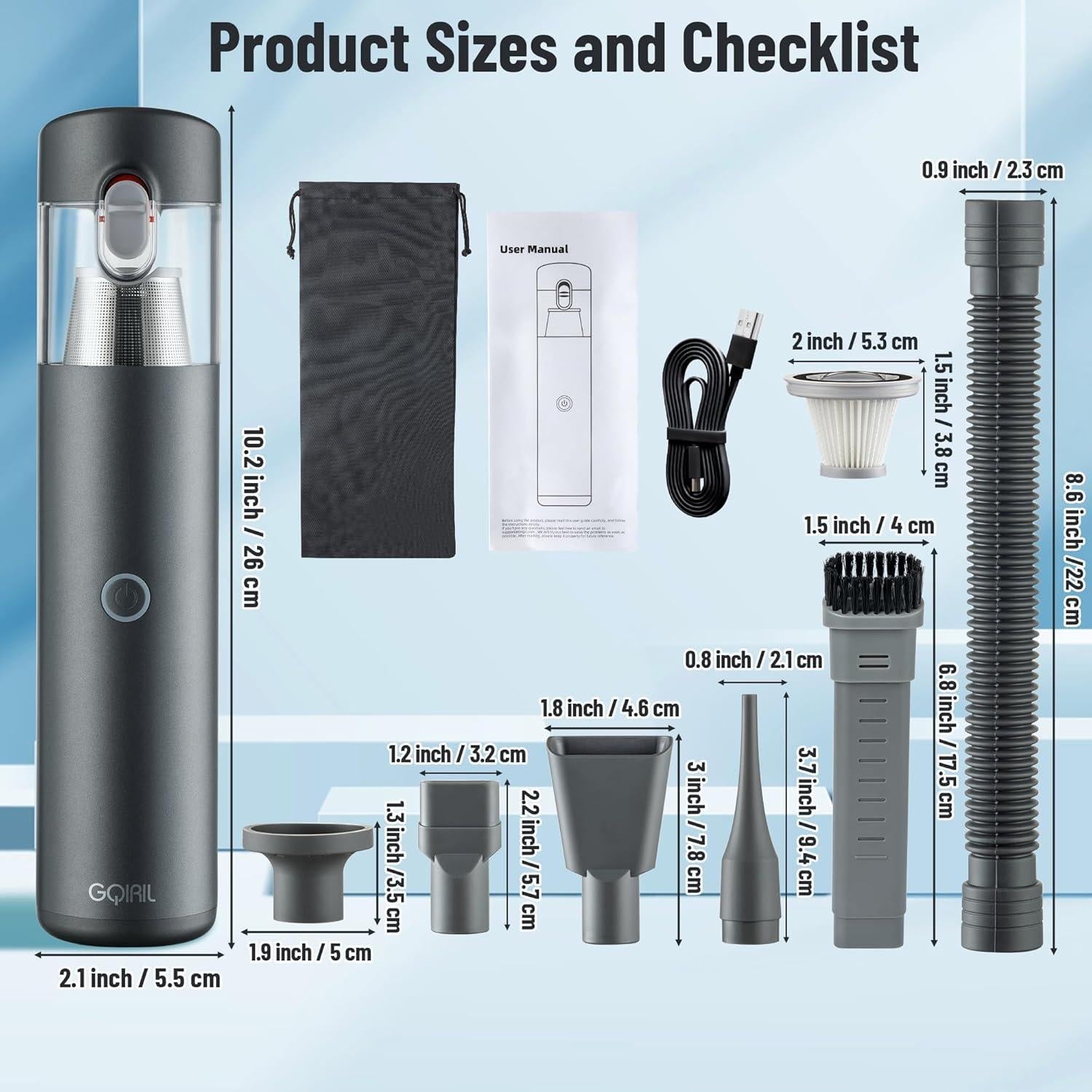 Aspiradora de Mano Inalámbrica GQIRIL GQ-4 en 1 10000PA