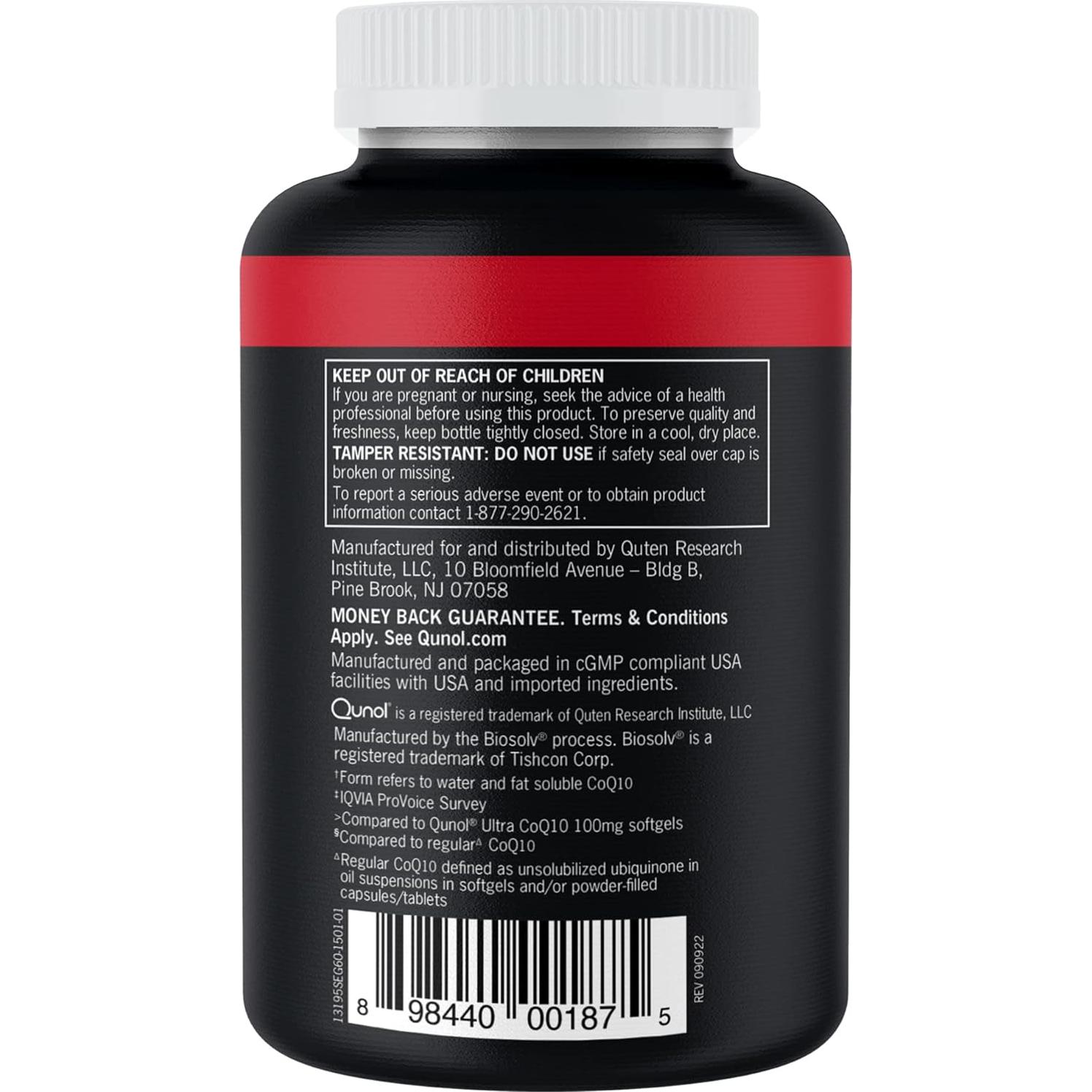 Suplemento CoQ10 Qunol 200mg Ultra Alta Absorción 60 Softgels