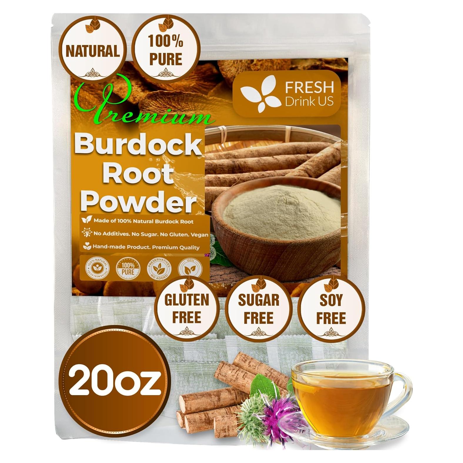 Polvo de Raíz de Bardana FreshDrinkUS 567g 100% Natural