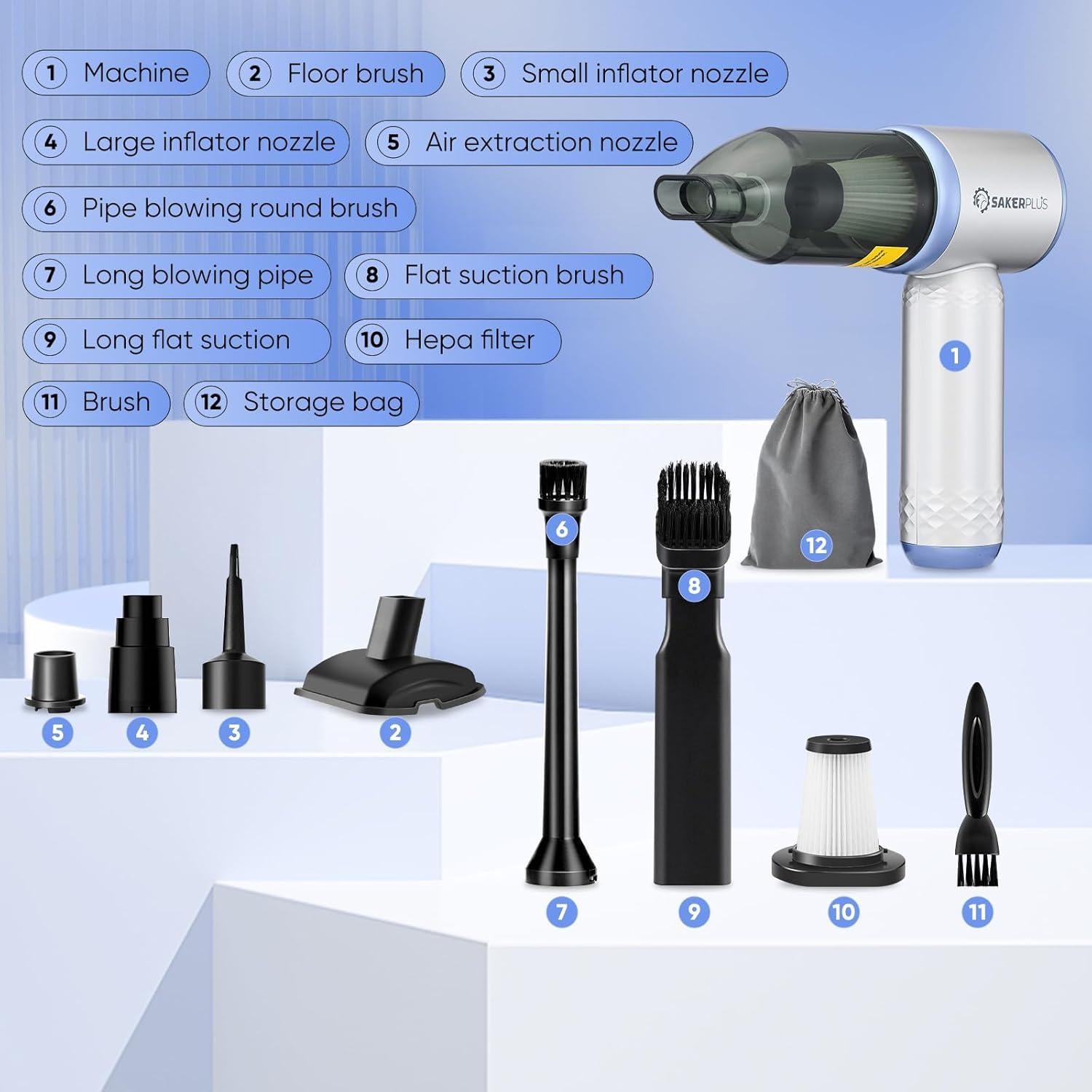 Aspiradora Portátil Inalámbrica SakerPlus DB-S03 18000Pa