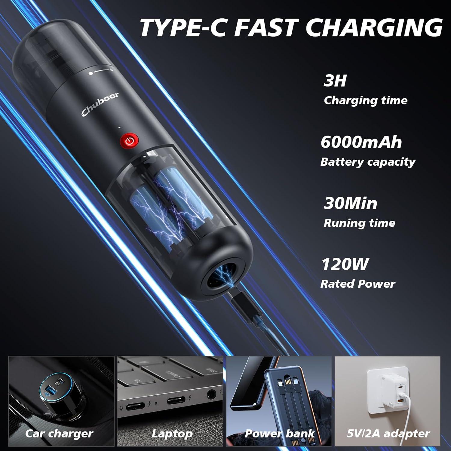 Aspiradora de Mano Inalámbrica Chuboor P10 70W 30min Negro