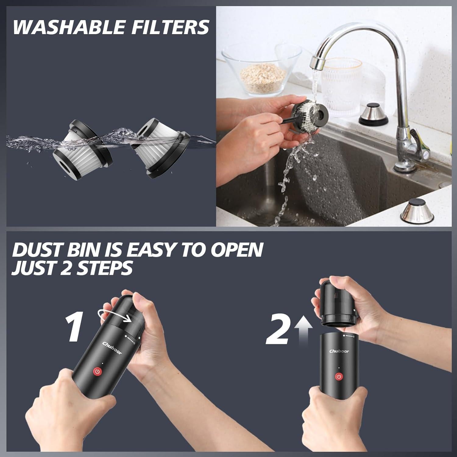 Aspiradora de Mano Inalámbrica Chuboor P10 70W 30min Negro