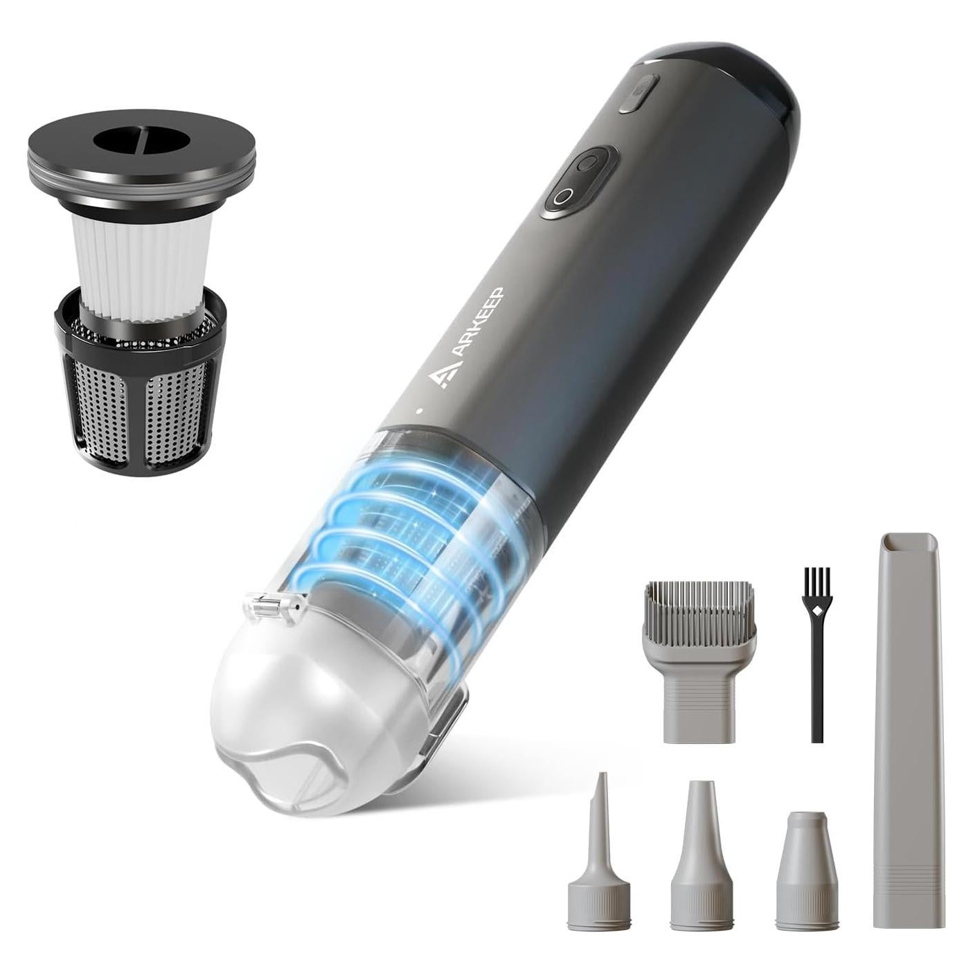 Aspiradora de Coche ARKEEP Inalámbrica 15KPa con Filtro HEPA