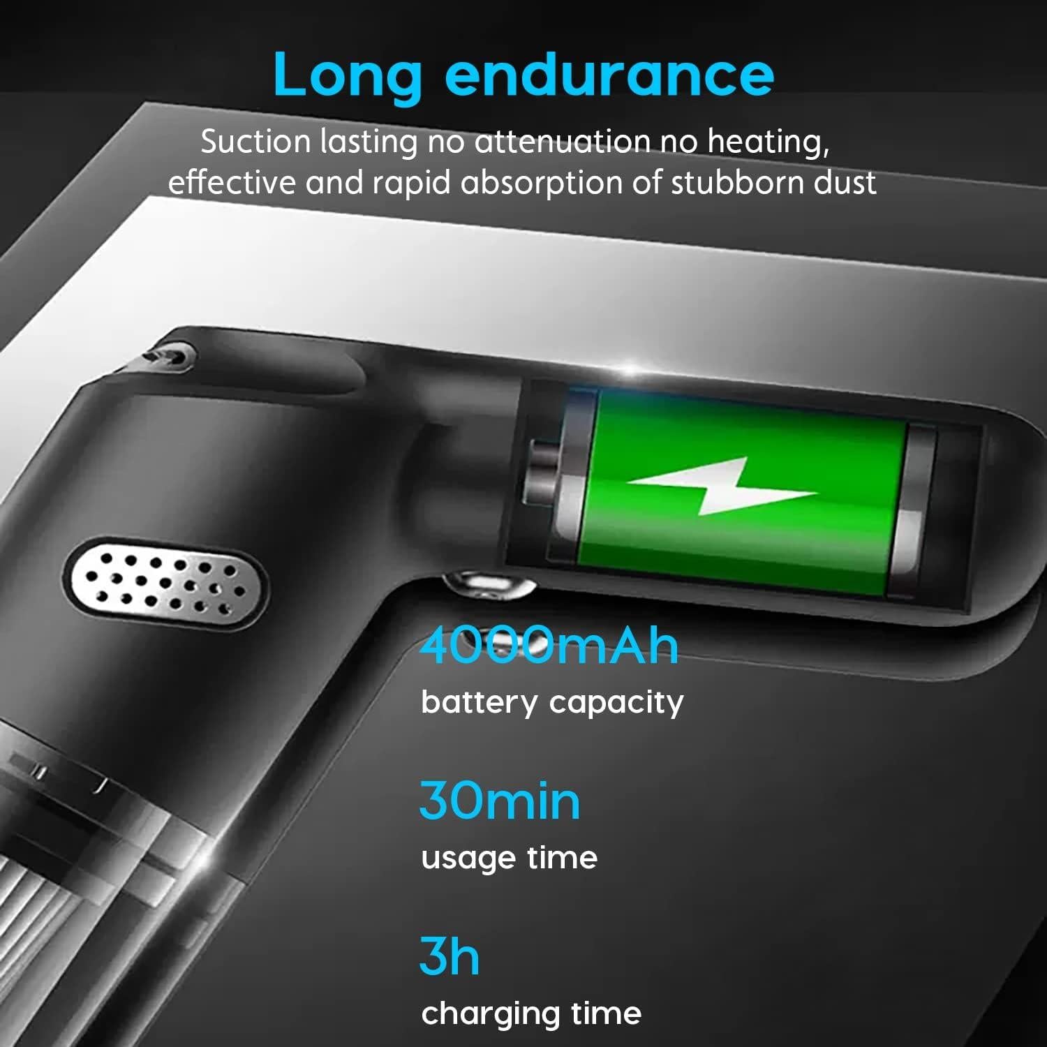 Aspiradora Inalámbrica Haisito HH-201 9000PA Portátil Negra