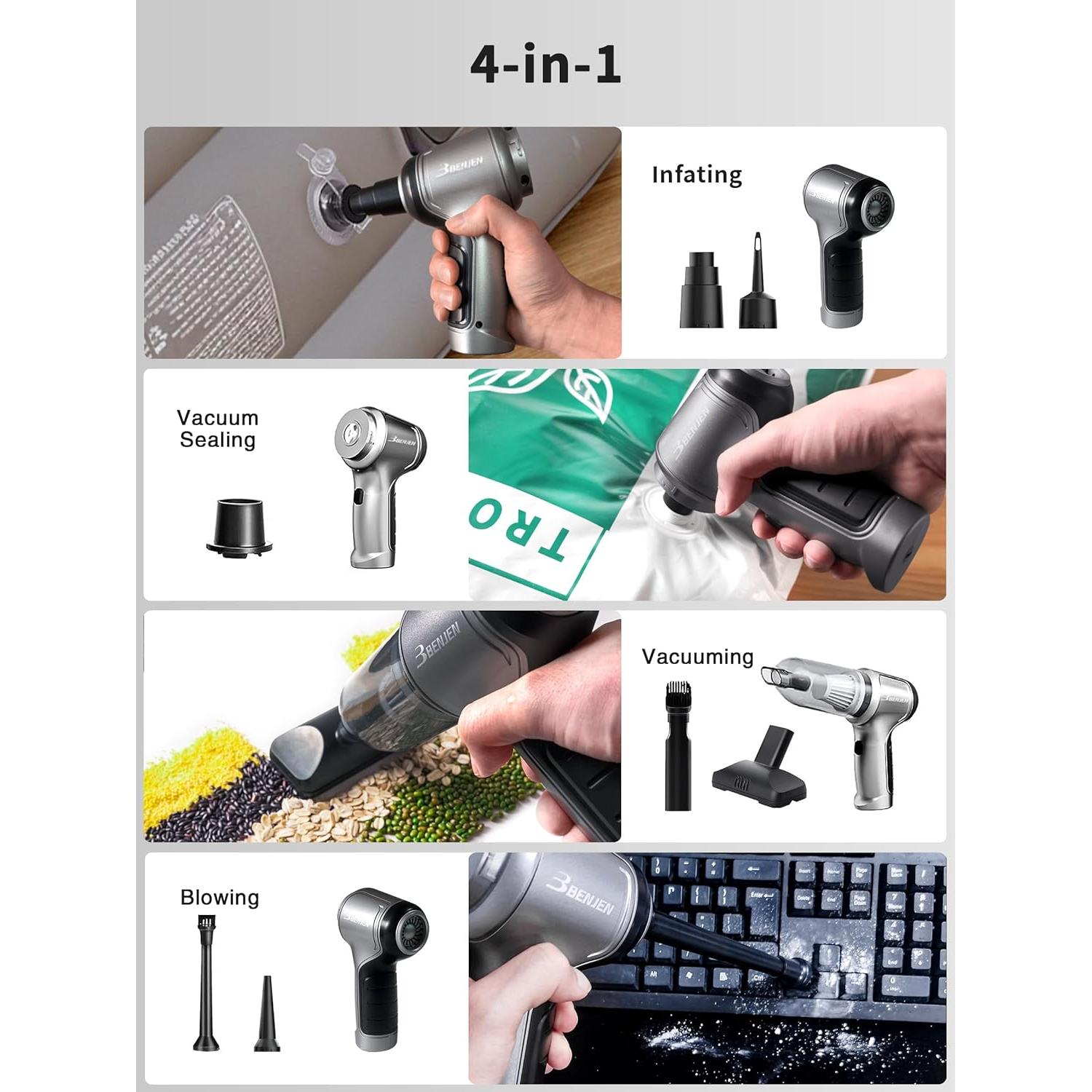 Aspiradora Portátil BENJEN 4 en 1 Inalámbrica 15000PA