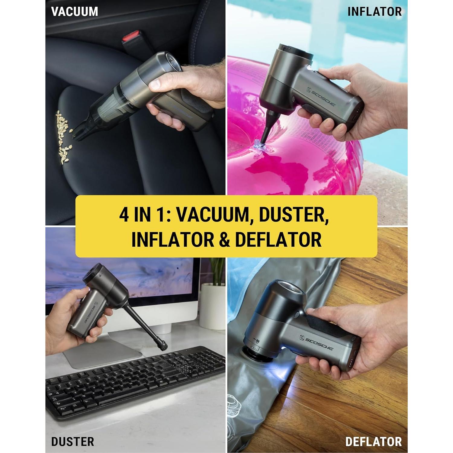 Aspiradora de Mano Inalámbrica Scosche SCOVAC 4 en 1, 12000 PA