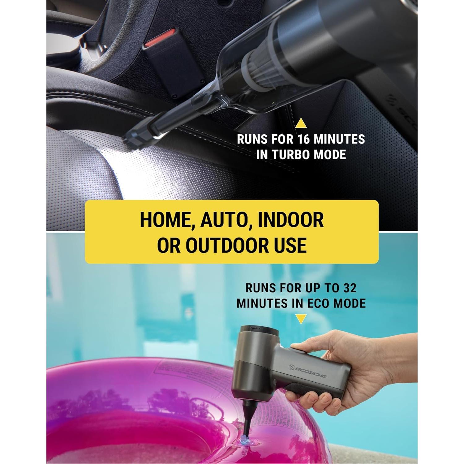 Aspiradora de Mano Inalámbrica Scosche SCOVAC 4 en 1, 12000 PA