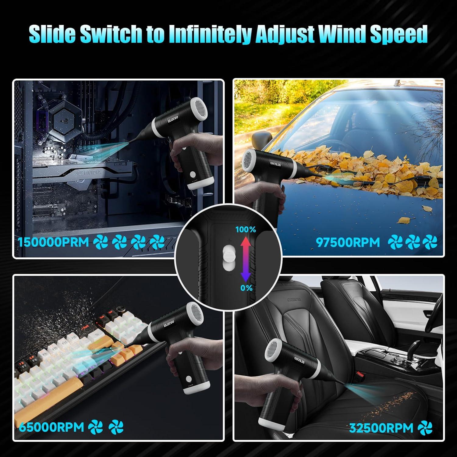 Soplador y Aspiradora Eléctrica ELECGO 150000 RPM 120W