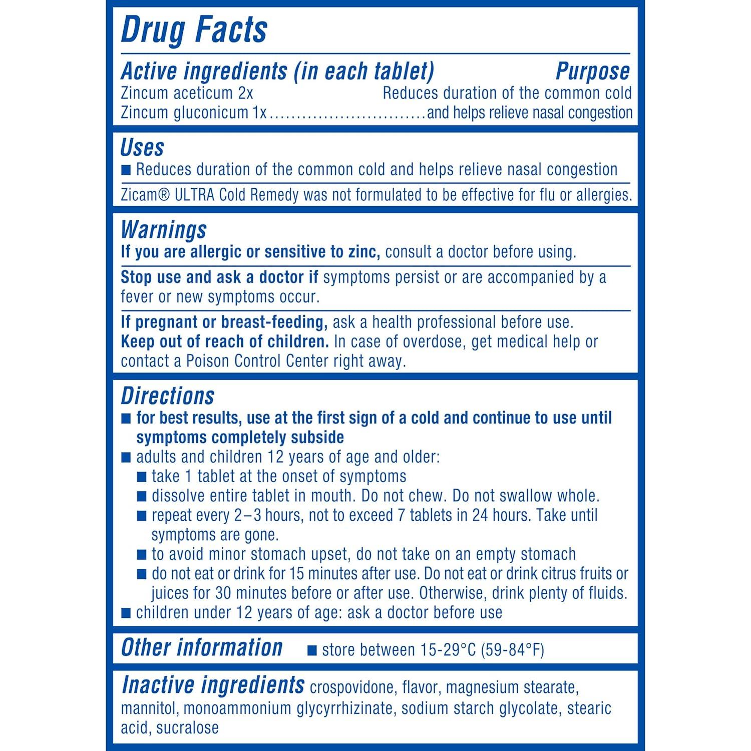 Zicam Remedio para el Resfriado Zinc Rapidmelts Cereza 18 Tabletas