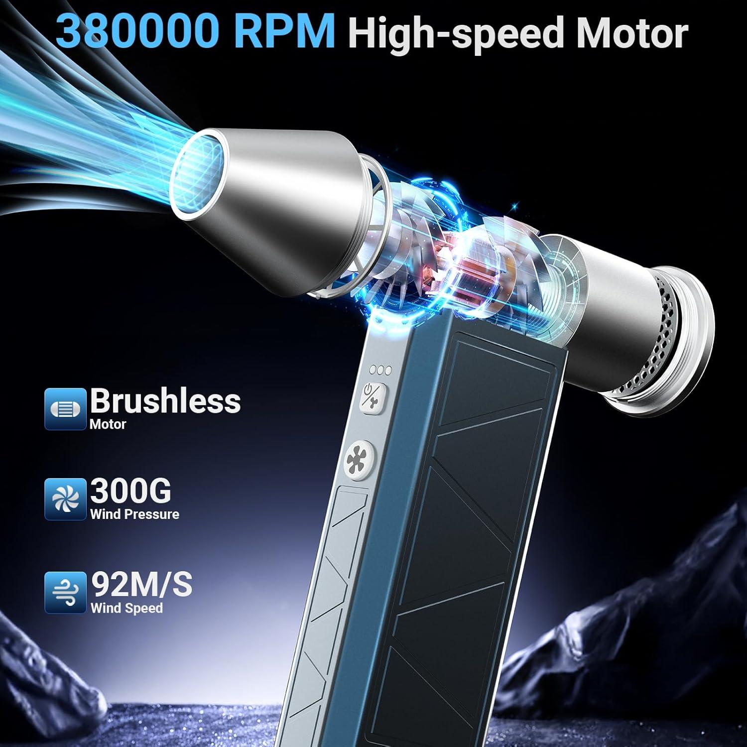 Soplador de Aire Comprimido Hingso 380000RPM Recargable 6000mAh