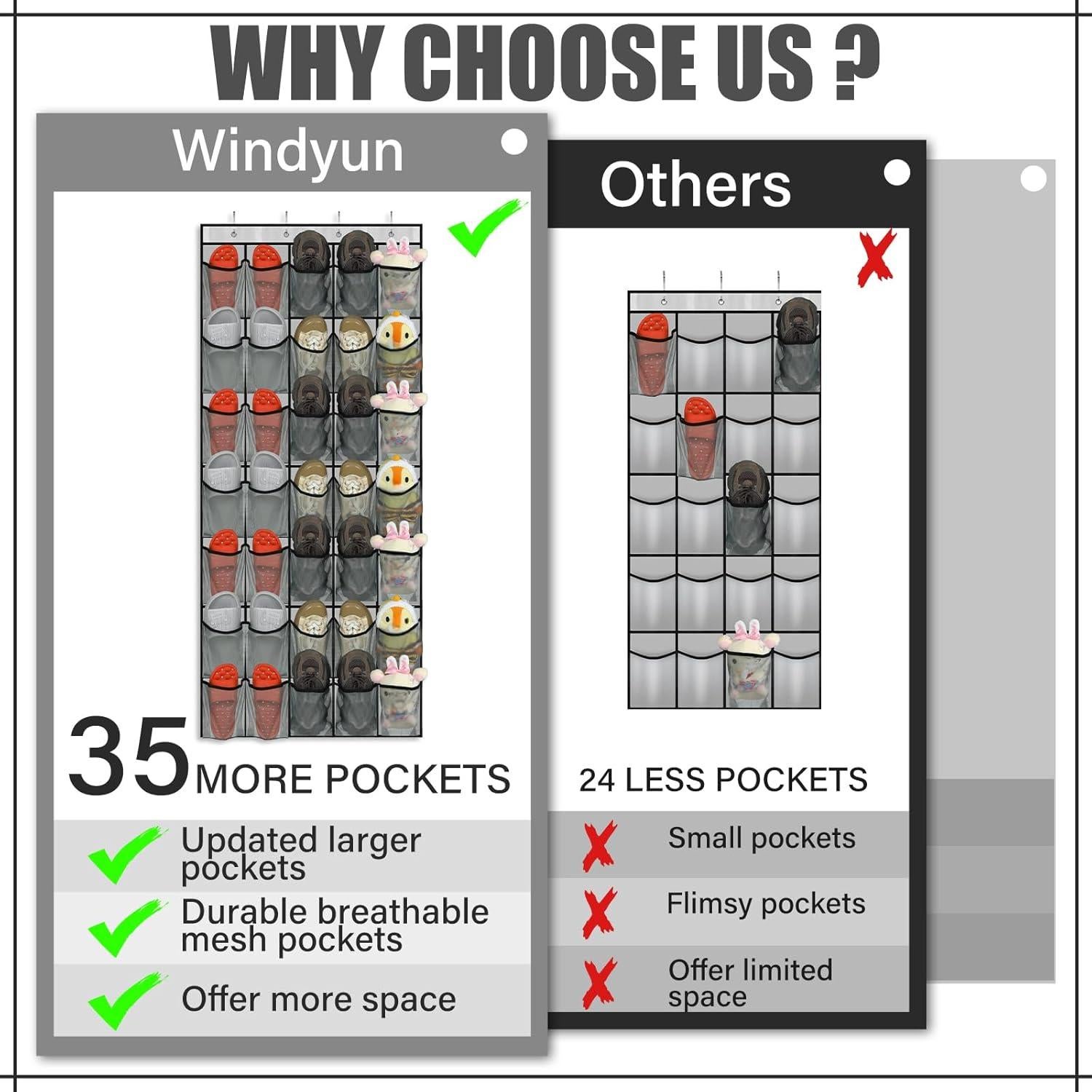 Organizador de Zapatos Windyun 2 Pcs 35 Bolsillos Malla