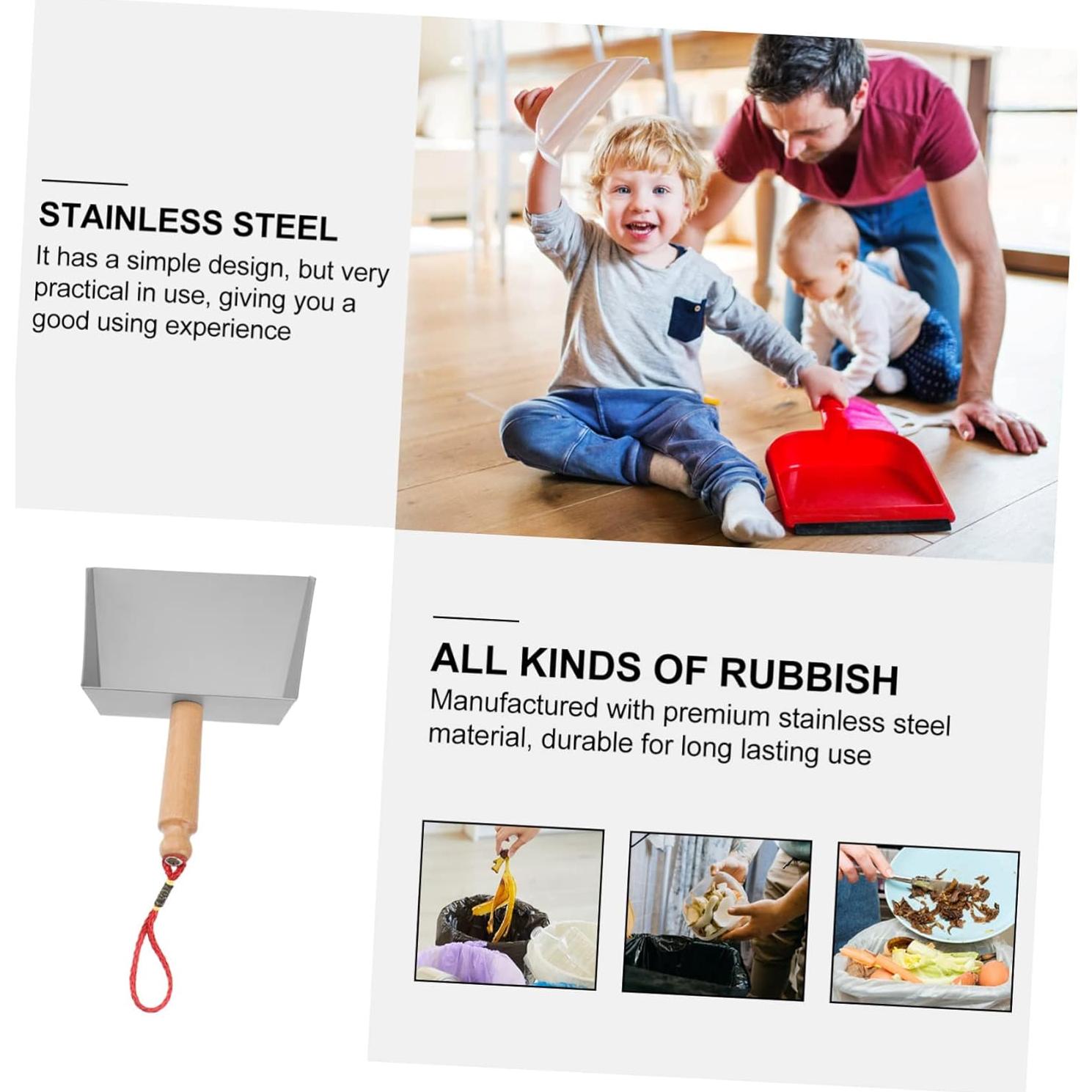 Mini Recogedor de Basura Healifty de Acero Inoxidable Plata 22x14cm