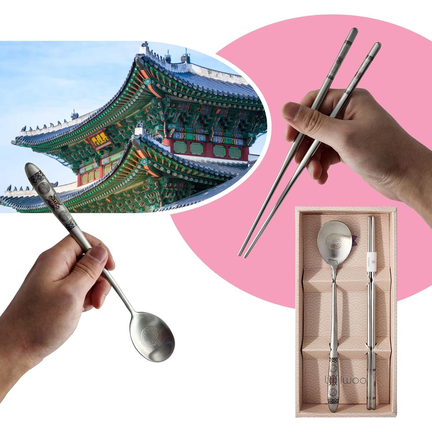 Juego de Cuchara y Palillos BALWOO Rojo Acero Inoxidable 304