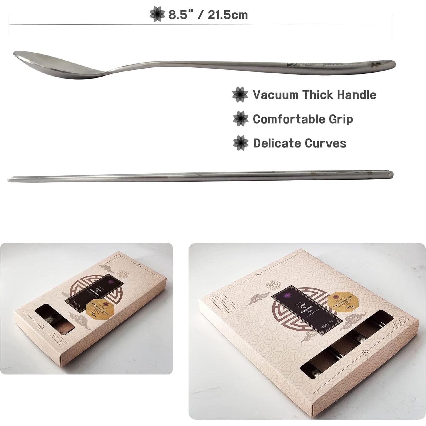 Juego de Cuchara y Palillos BALWOO Rojo Acero Inoxidable 304