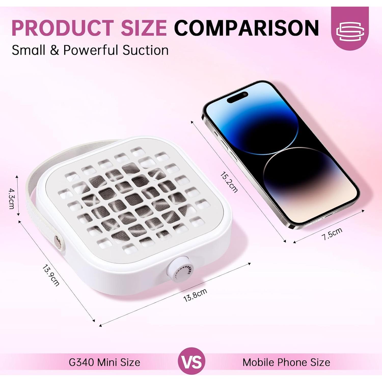 Extractor de Polvo de Uñas CHRISTINE SHELLY 6000RPM Blanco