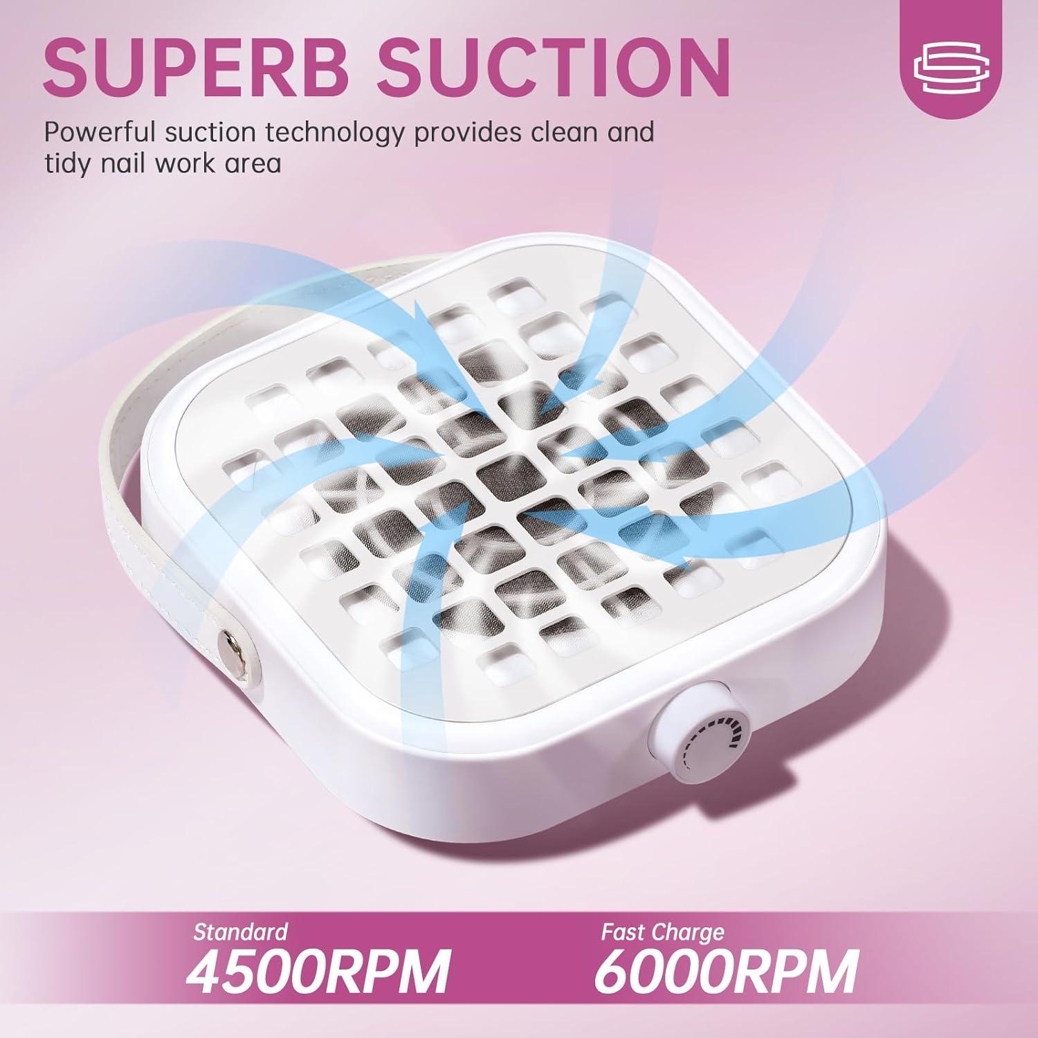 Extractor de Polvo de Uñas CHRISTINE SHELLY 6000RPM Blanco