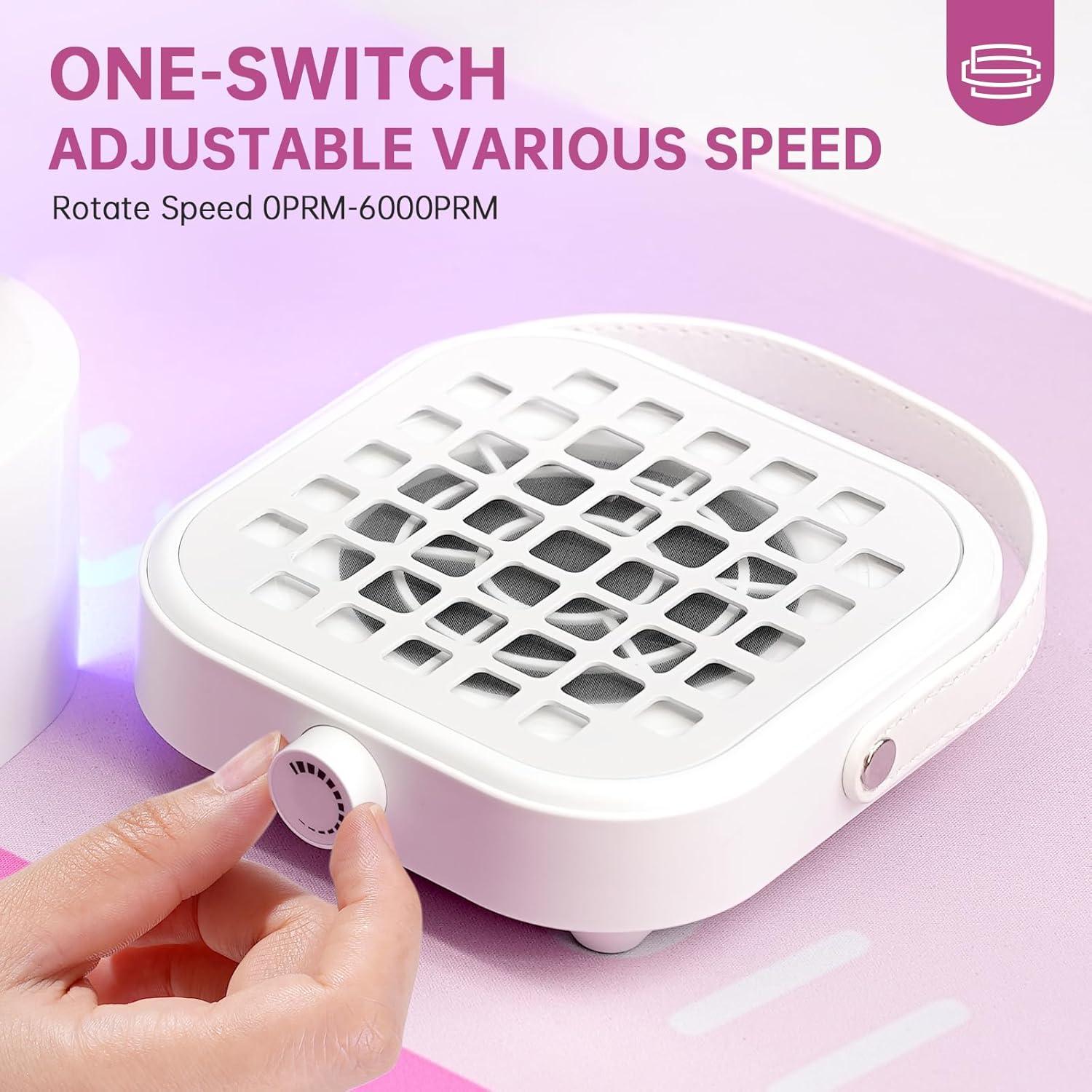 Extractor de Polvo de Uñas CHRISTINE SHELLY 6000RPM Blanco