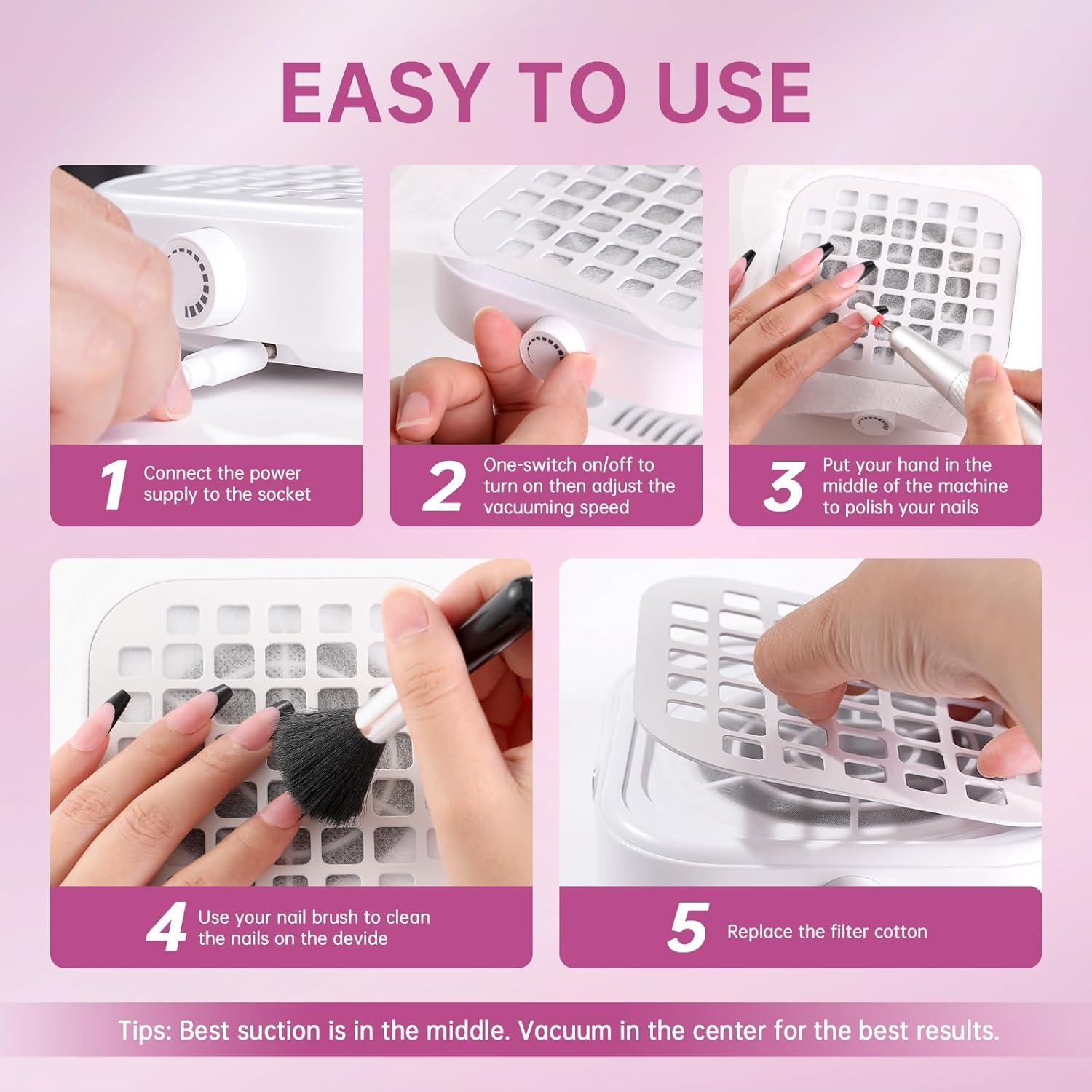 Extractor de Polvo de Uñas CHRISTINE SHELLY 6000RPM Blanco