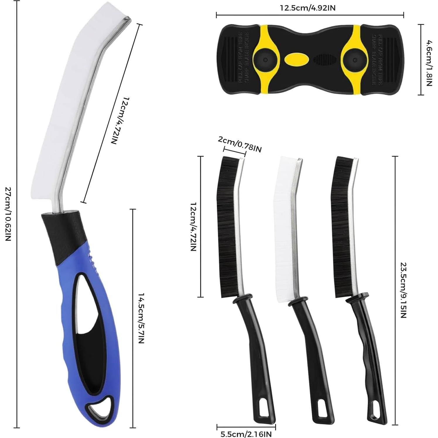 Juego de Cepillos de Limpieza 5 en 1 Fusionelle - Raspador y Cepillos para Ranuras