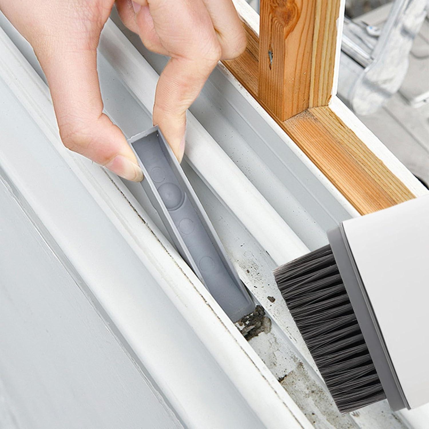 Limpiador de Rieles de Ventana Genérico 2 en 1 - Cepillo y Esponja