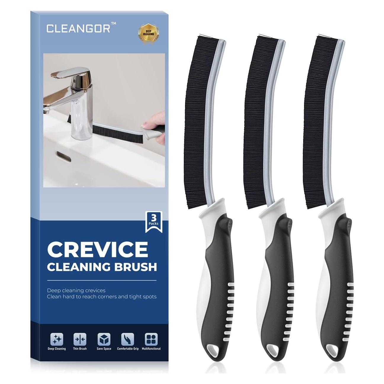 Cepillos de limpieza de ranuras CLEANGOR, 3 unidades, negro