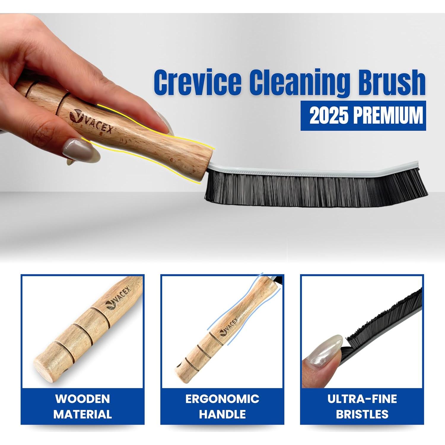 Cepillo de limpieza de ranuras VACEXT con mango de madera