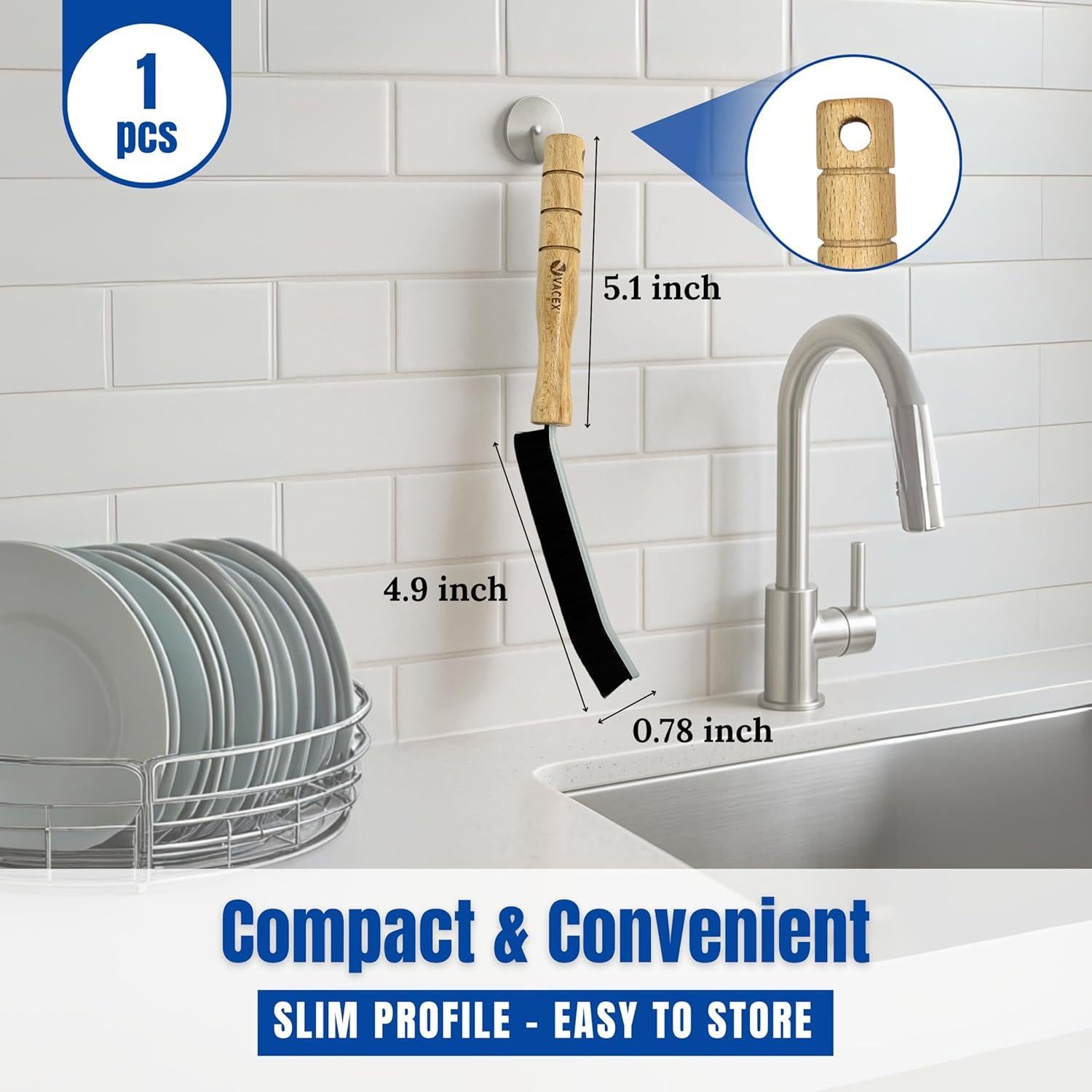 Cepillo de limpieza de ranuras VACEXT con mango de madera