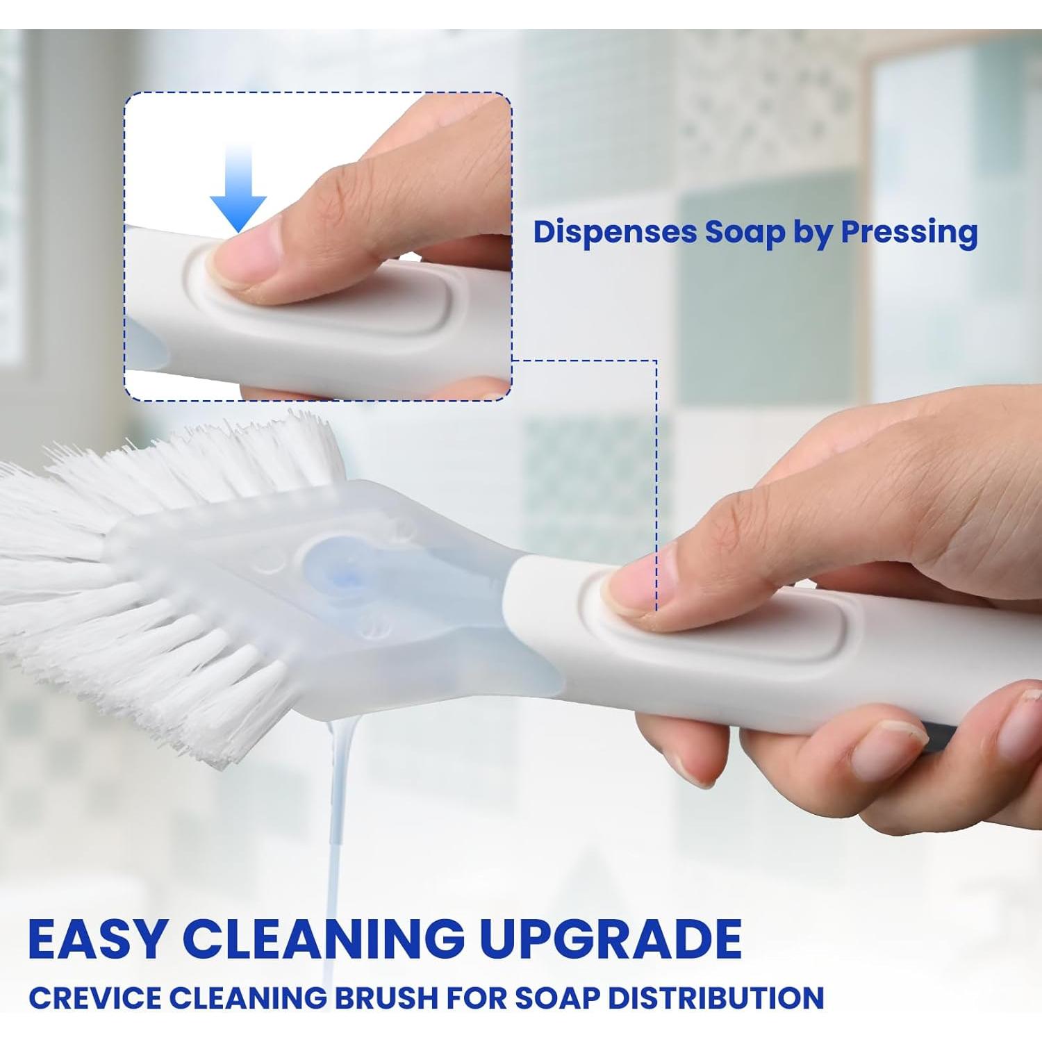 RIMAY Cepillo de Limpieza de Ranuras con Dispensador de Jabón 2 Pcs