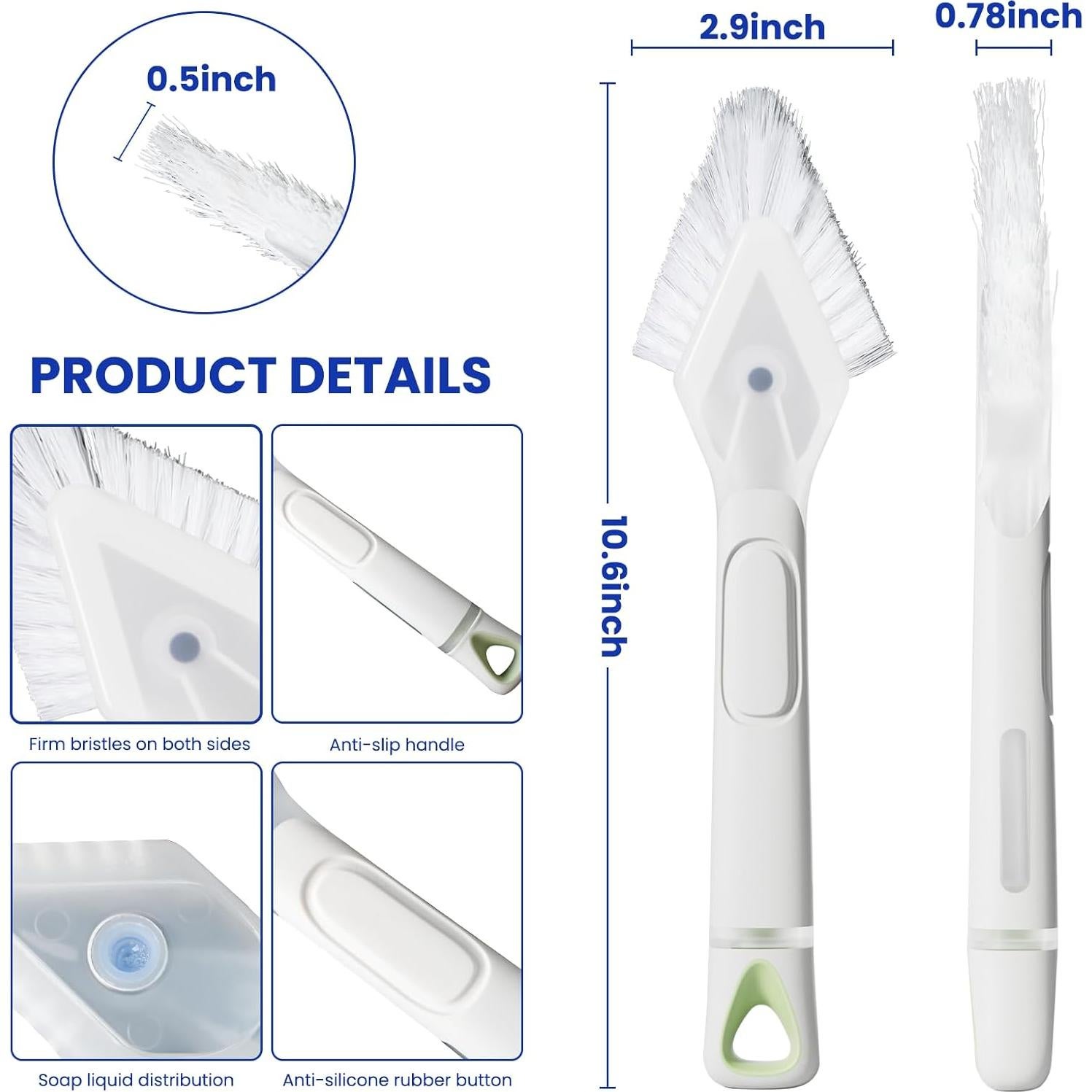 RIMAY Cepillo de Limpieza de Ranuras con Dispensador de Jabón 2 Pcs