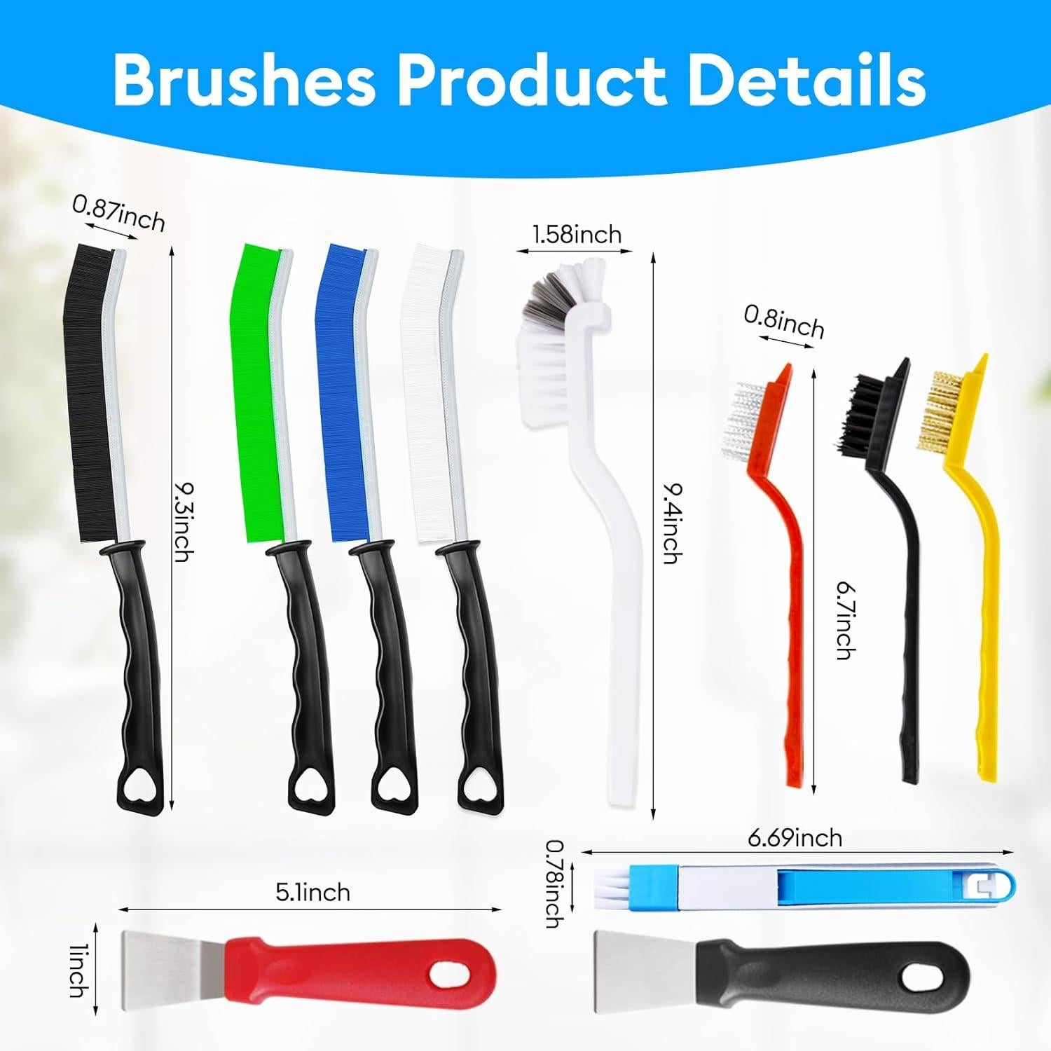 Juego de Cepillos de Limpieza Fansto 12 Piezas para Espacios Estrechos