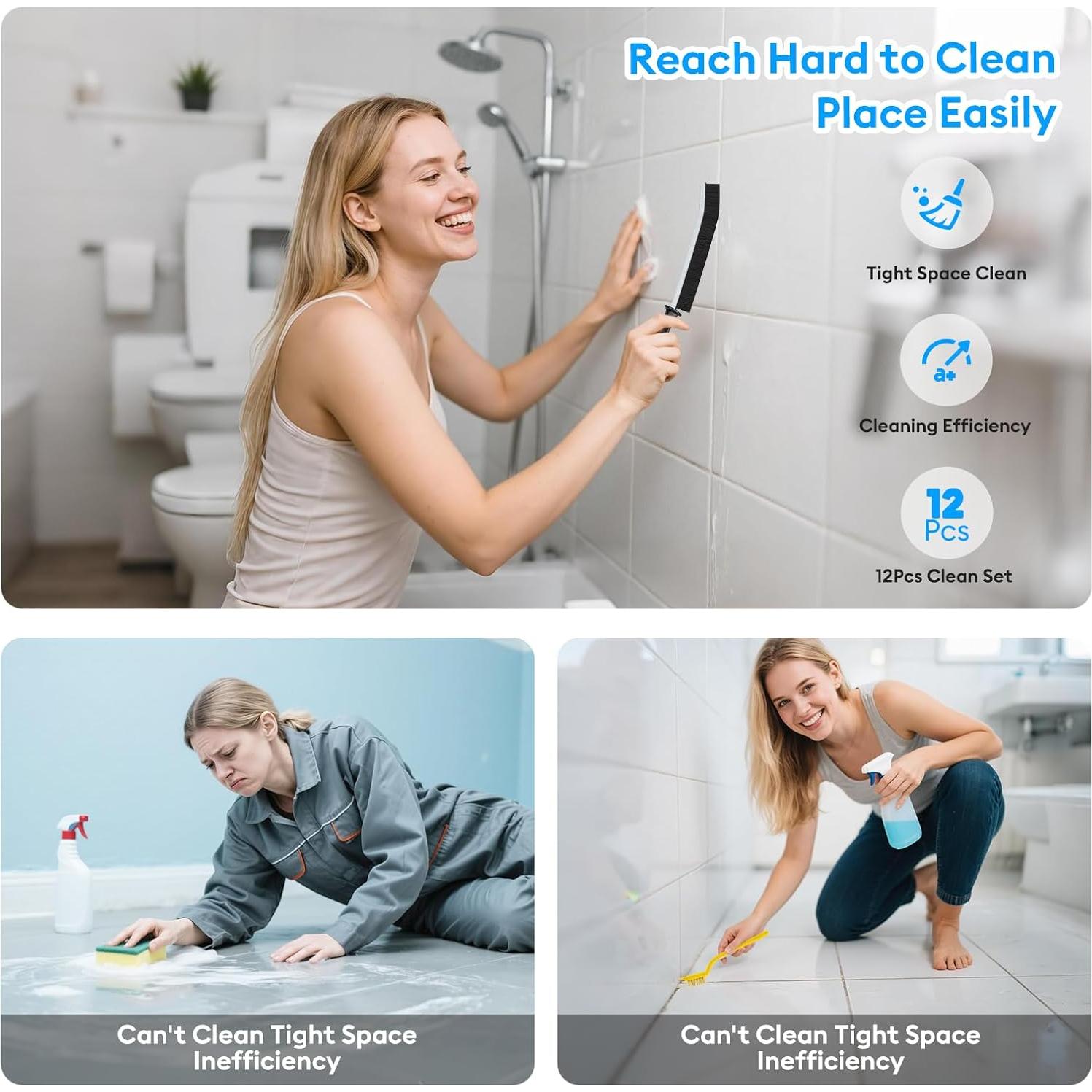 Juego de Cepillos de Limpieza Fansto 12 Piezas para Espacios Estrechos