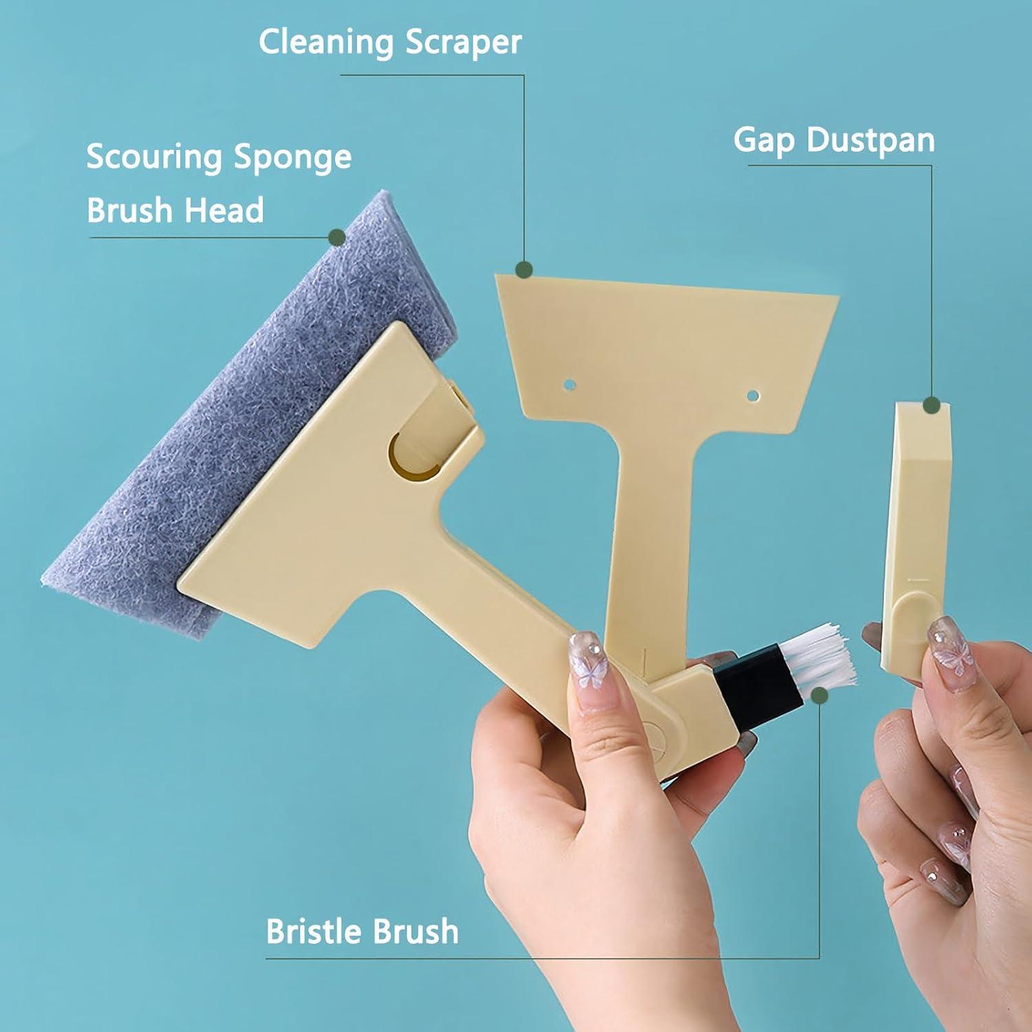 Cepillo de Limpieza 4-en-1 AMUSCHAT para Rieles de Ventana