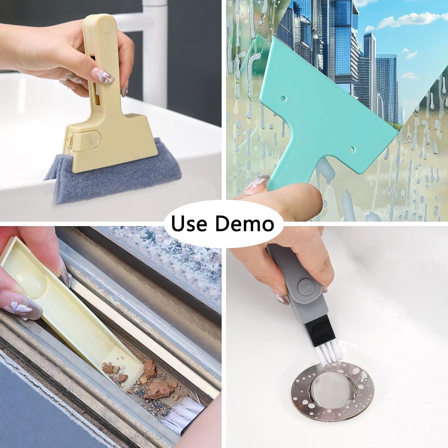 Cepillo de Limpieza 4-en-1 AMUSCHAT para Rieles de Ventana