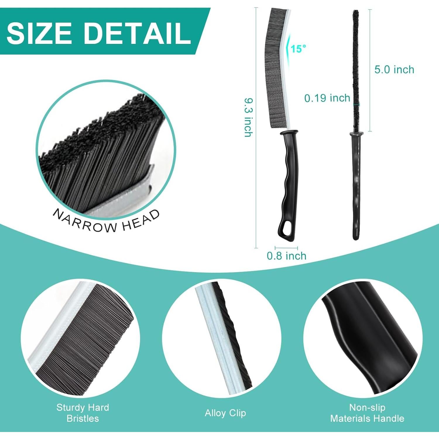 Cepillo de Limpieza de Ranuras FUIART - 5 Piezas Cerdas Duras