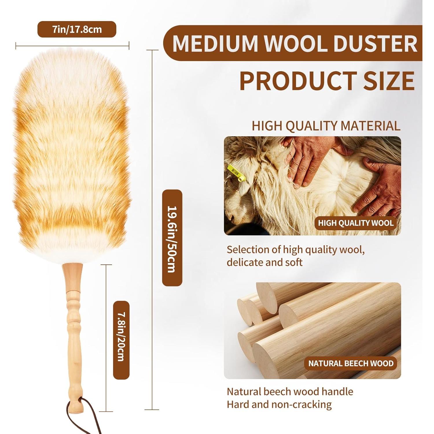 Duster de lana de cordero iHUFeather 49.8 cm 2 piezas