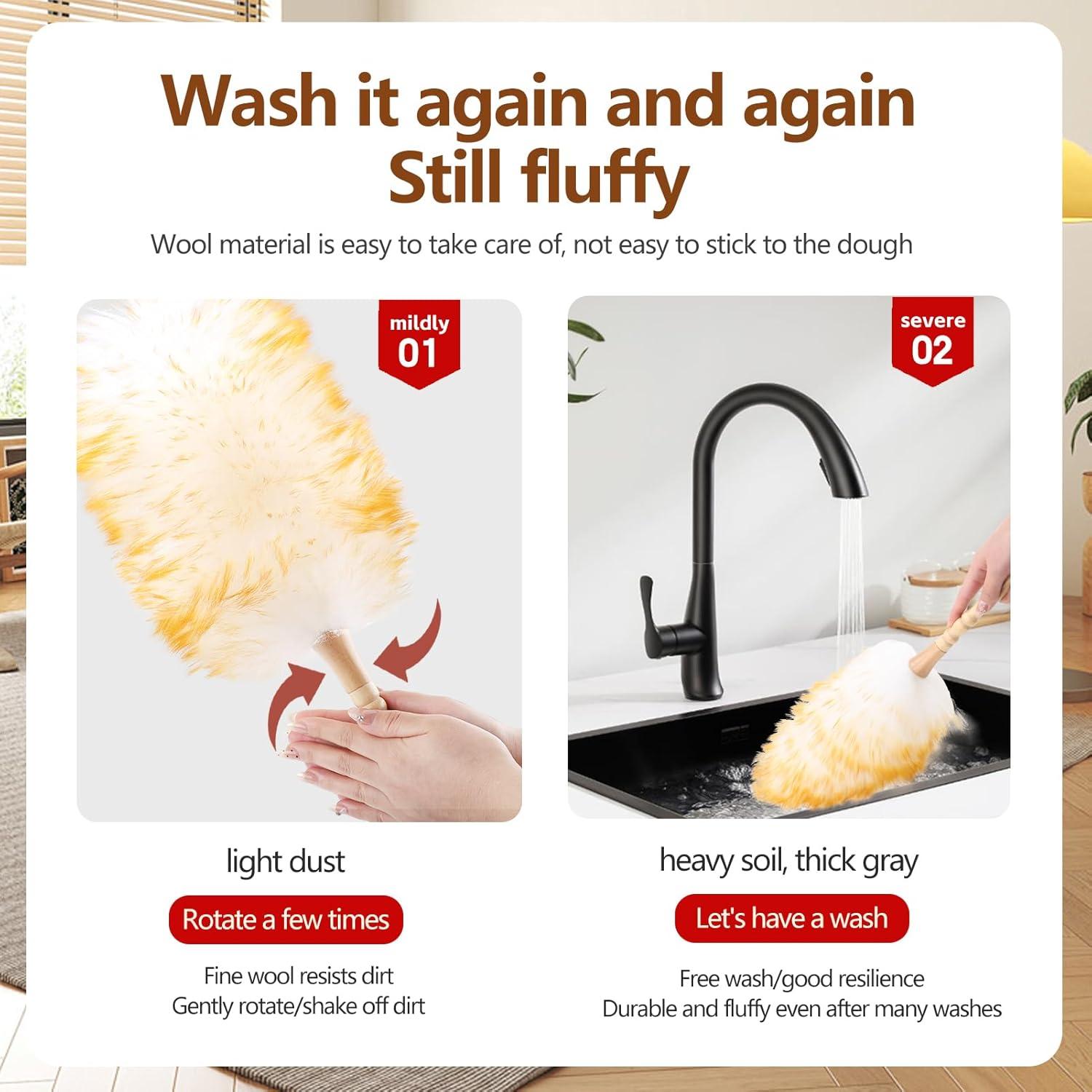 Duster de lana de cordero iHUFeather 49.8 cm 2 piezas