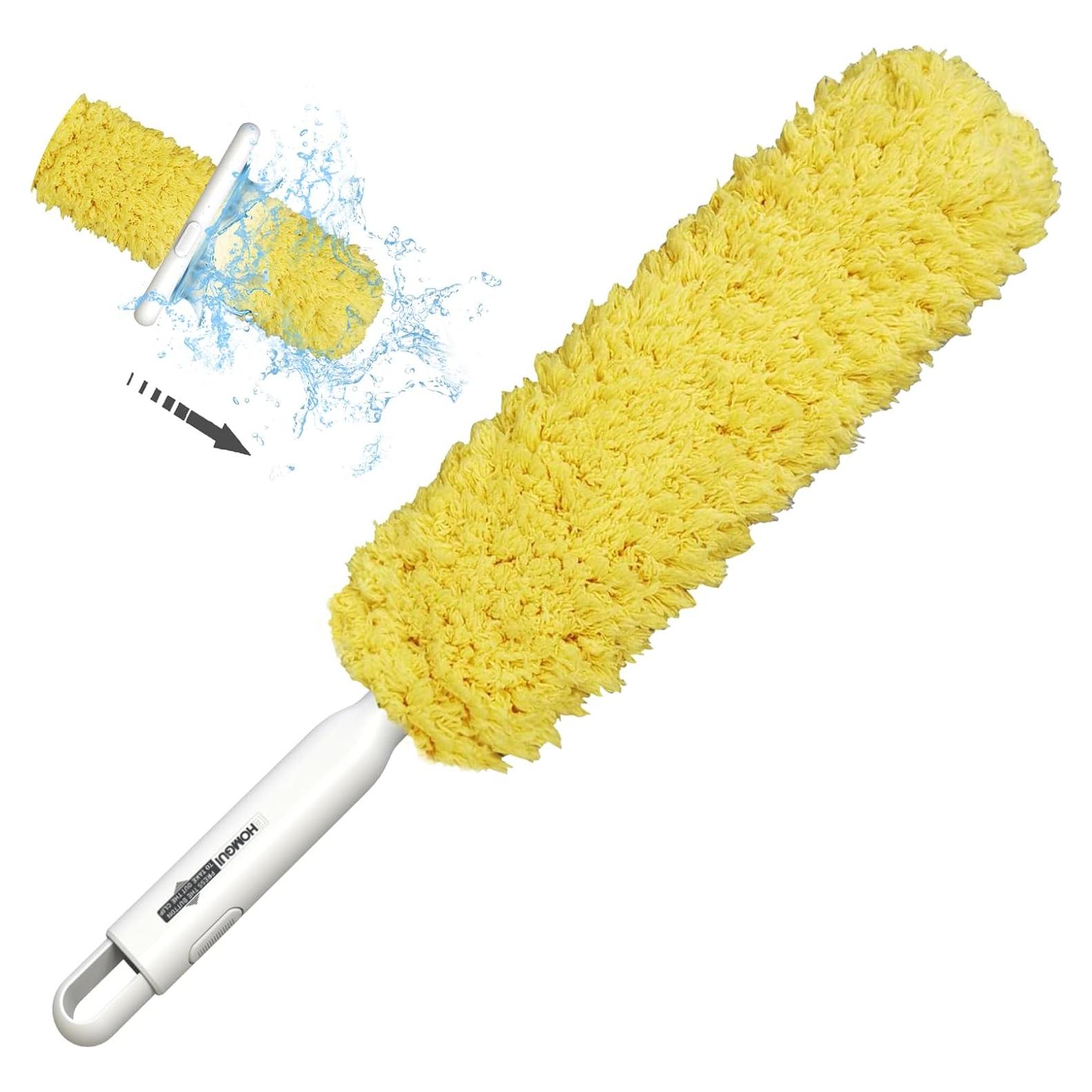 Plumero de Microfibra EHOMGUI Amarillo Lavable y Reutilizable